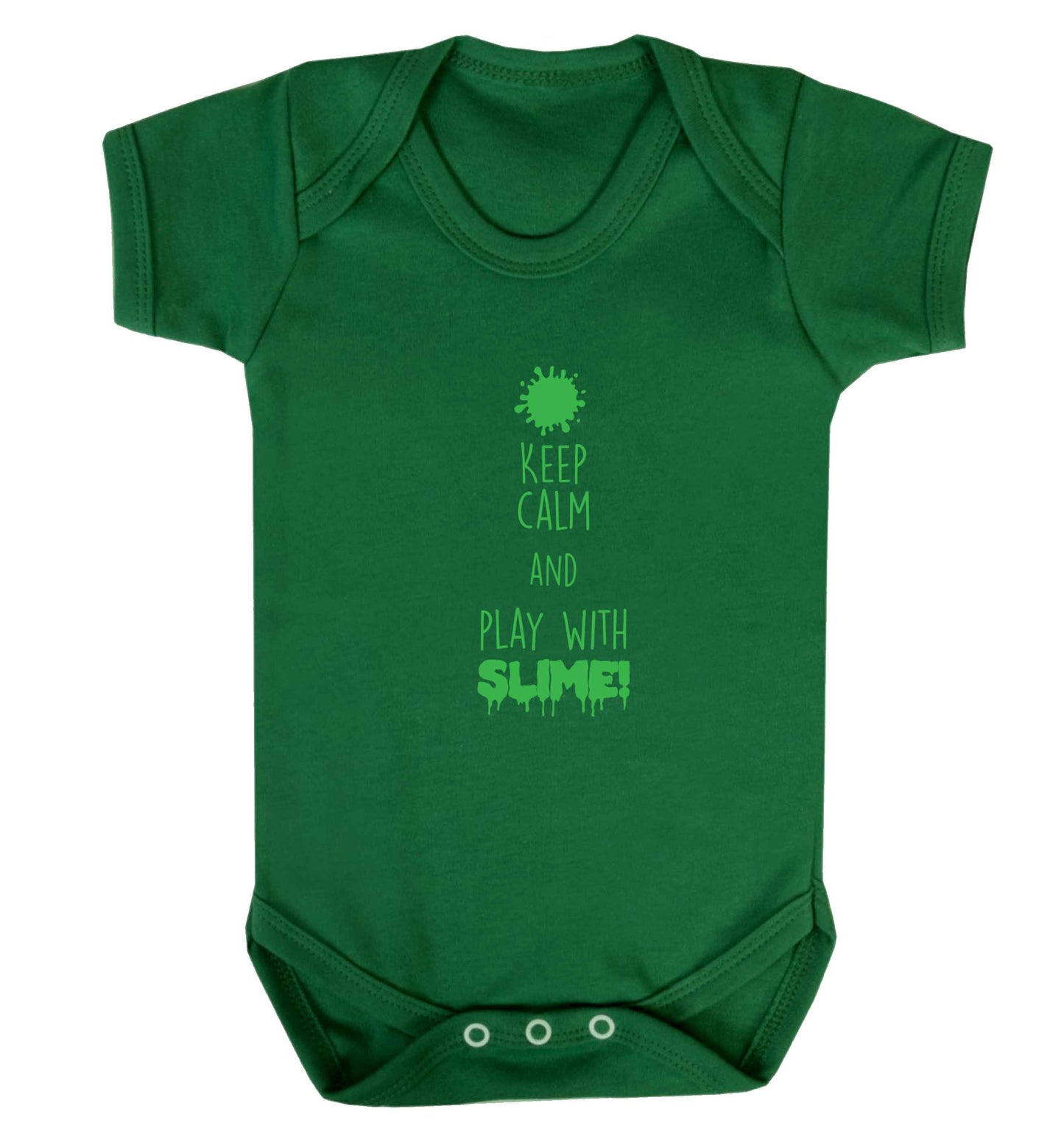 Neon green keep calm and play with slime!baby vest green 18-24 months