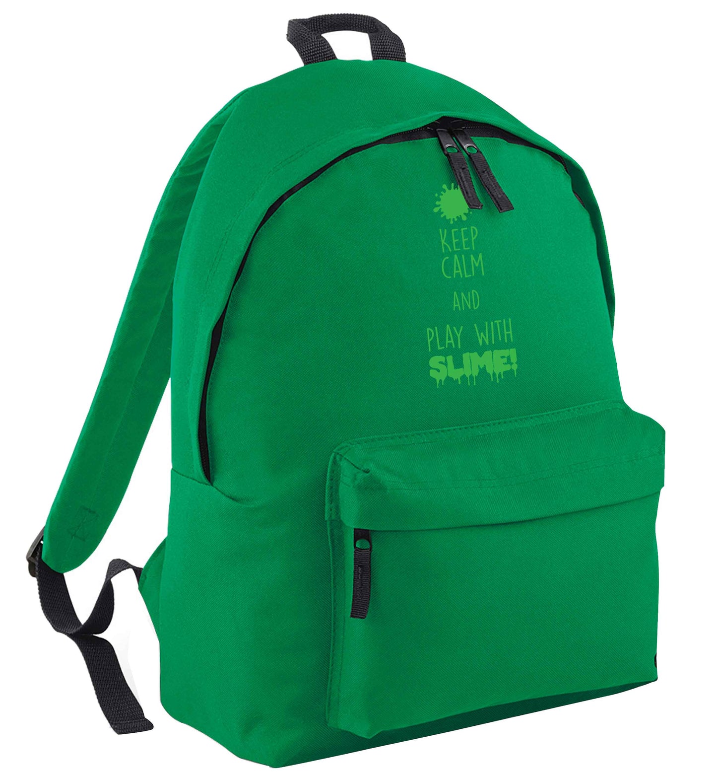 Neon green keep calm and play with slime!green adults backpack