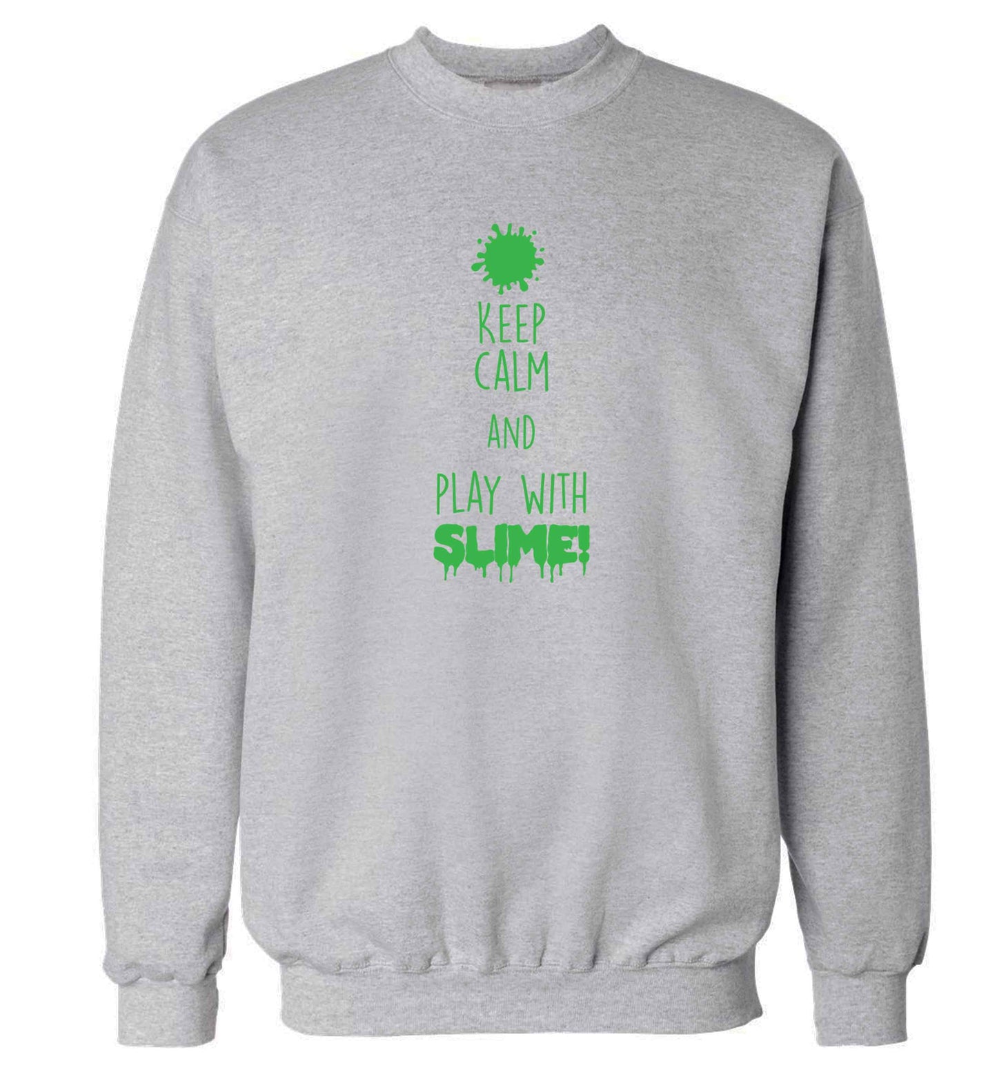 Neon green keep calm and play with slime!adult's unisex grey sweater 2XL