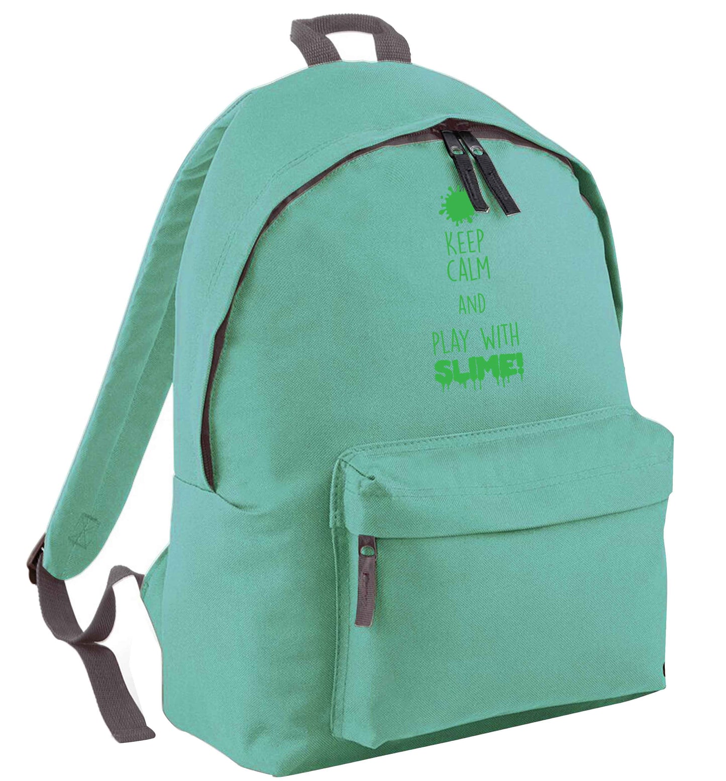 Neon green keep calm and play with slime!mint adults backpack