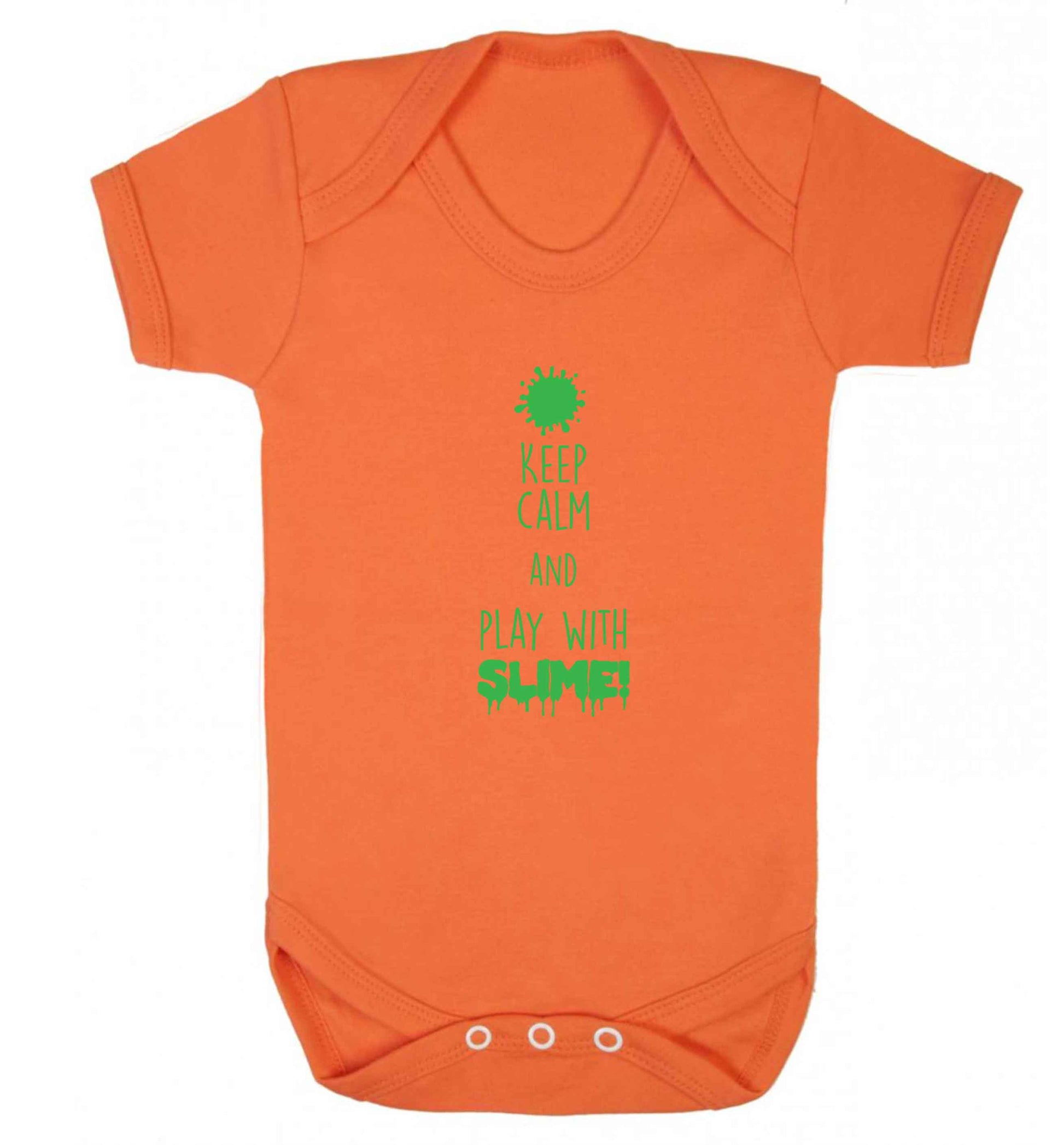 Neon green keep calm and play with slime!baby vest orange 18-24 months