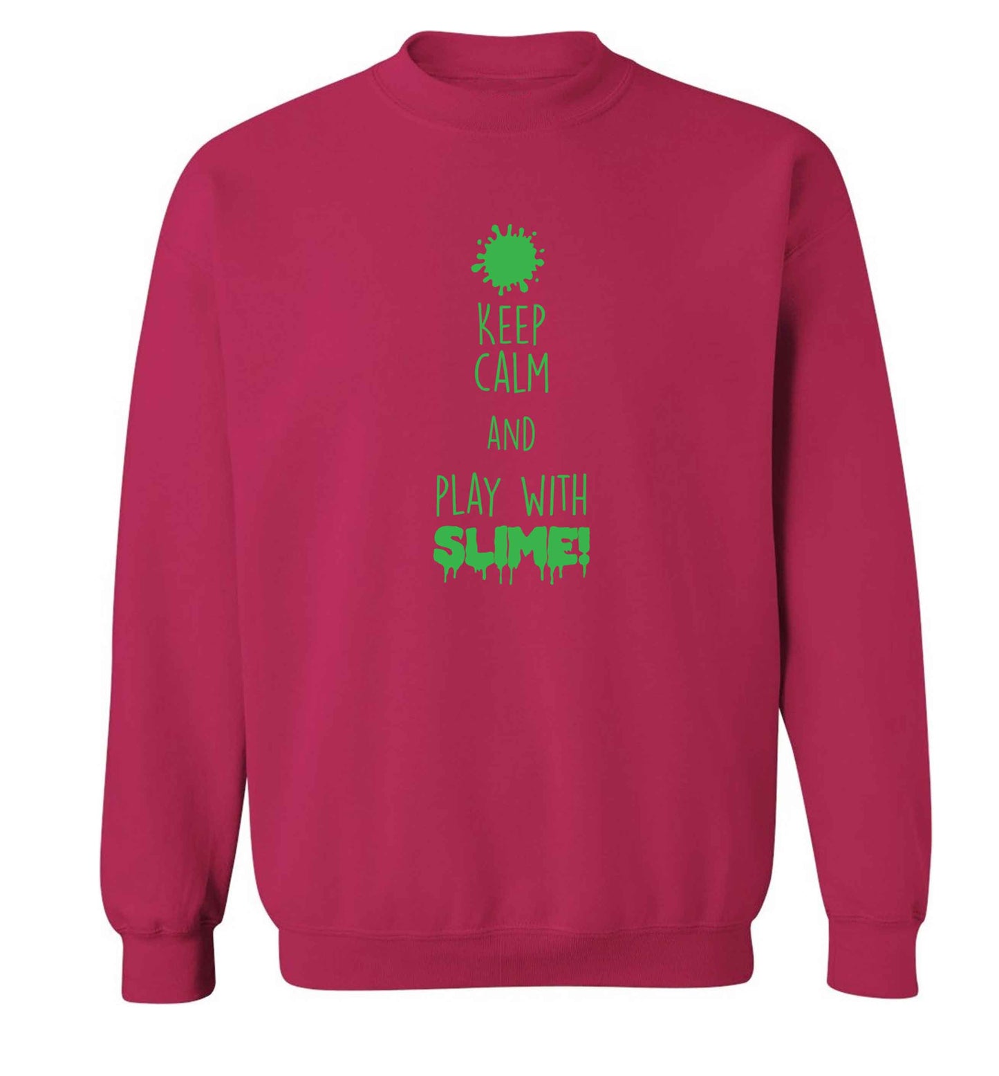 Neon green keep calm and play with slime!adult's unisex pink sweater 2XL