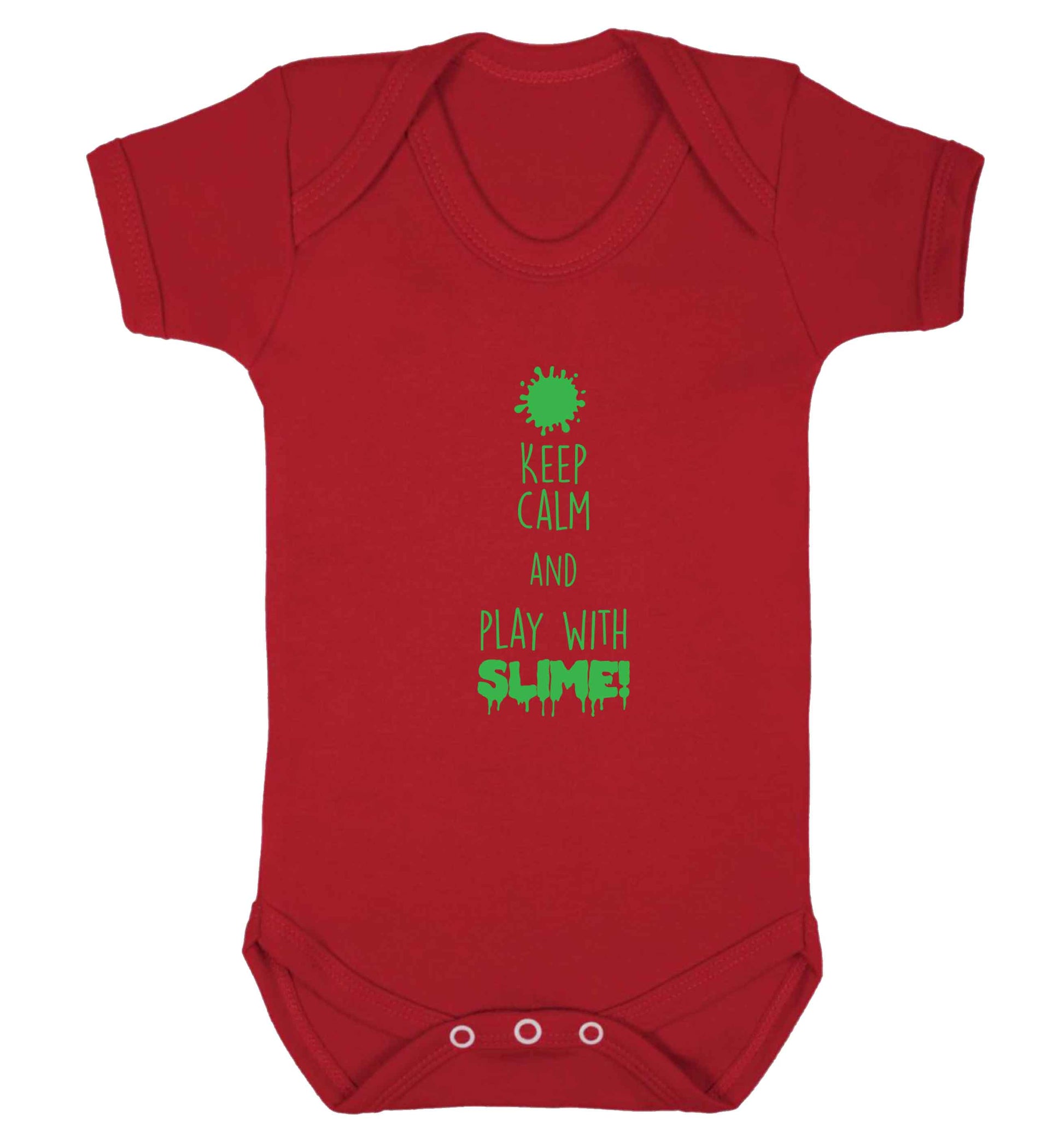 Neon green keep calm and play with slime!baby vest red 18-24 months