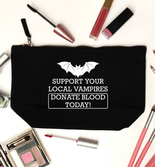 Support your local vampires donate blood today! black makeup bag