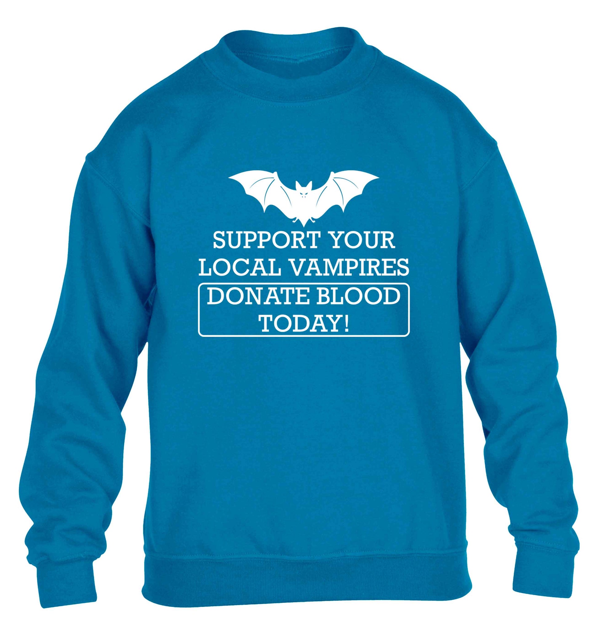 Support your local vampires donate blood today! children's blue sweater 12-13 Years