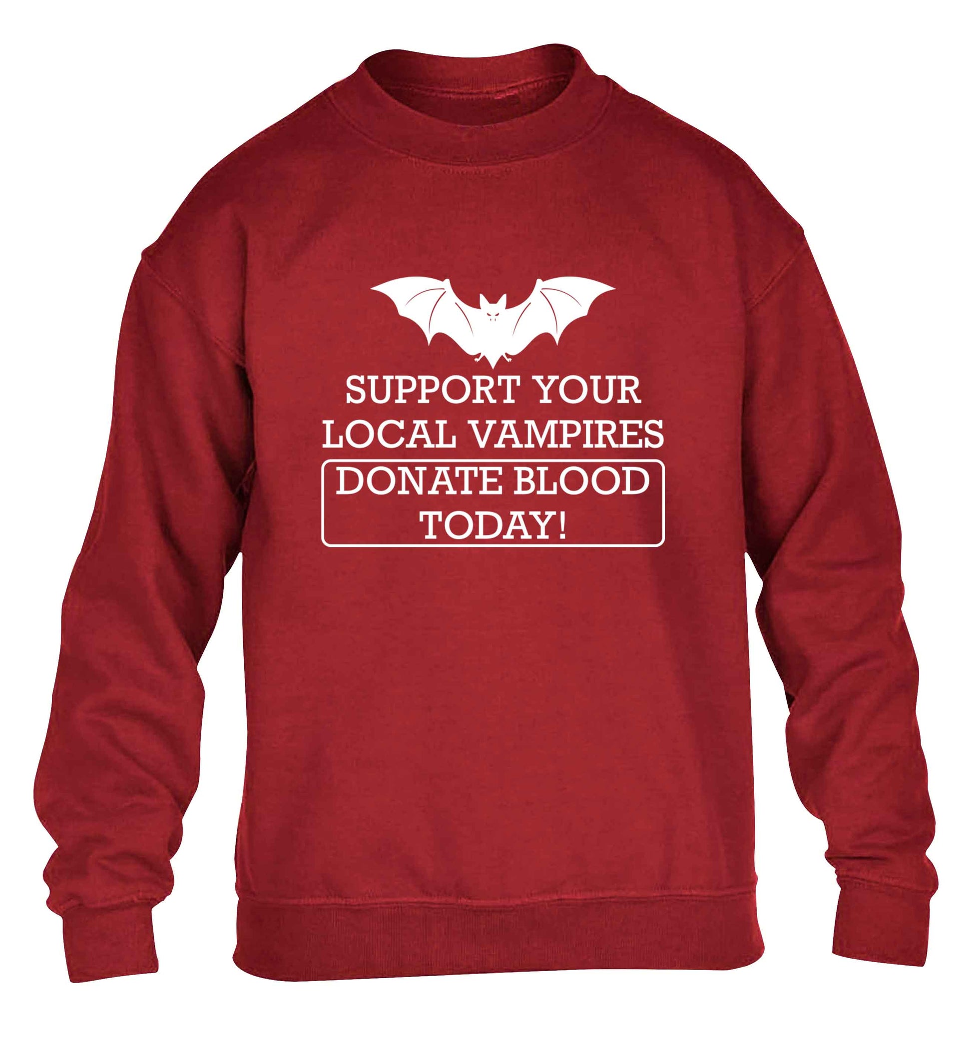 Support your local vampires donate blood today! children's grey sweater 12-13 Years