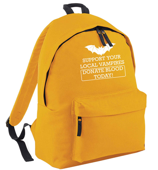 Support your local vampires donate blood today! mustard adults backpack