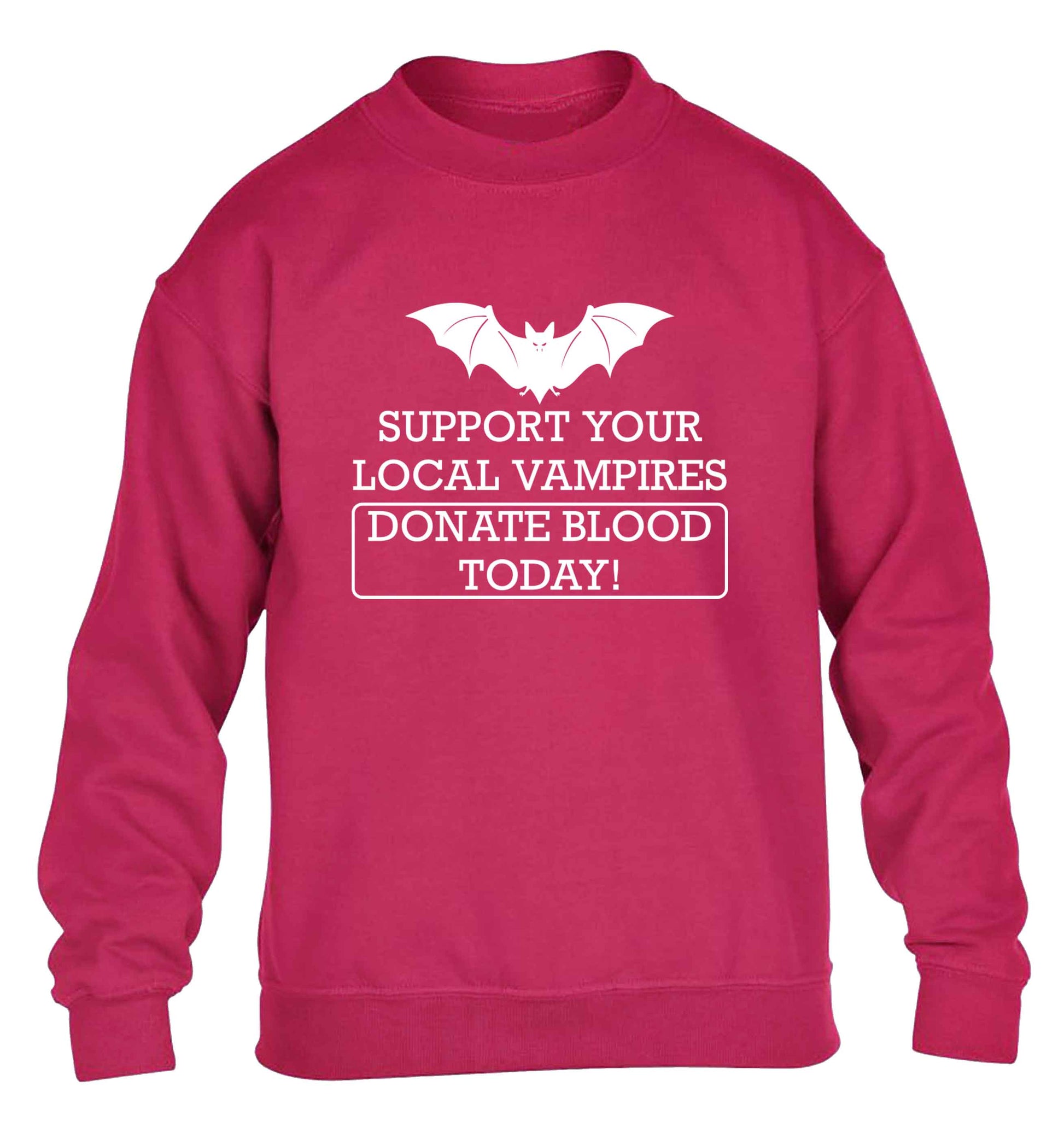 Support your local vampires donate blood today! children's pink sweater 12-13 Years