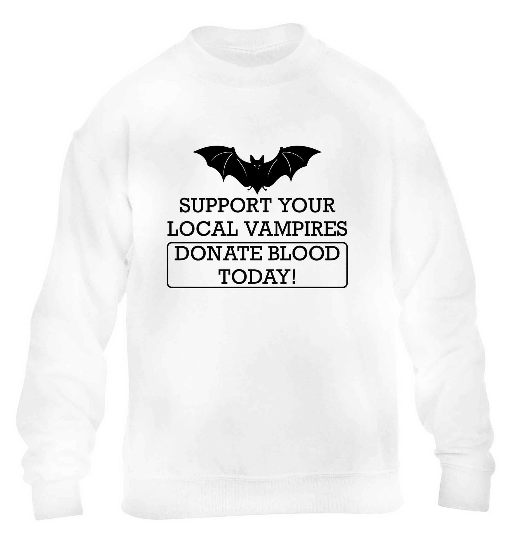 Support your local vampires donate blood today! children's white sweater 12-13 Years