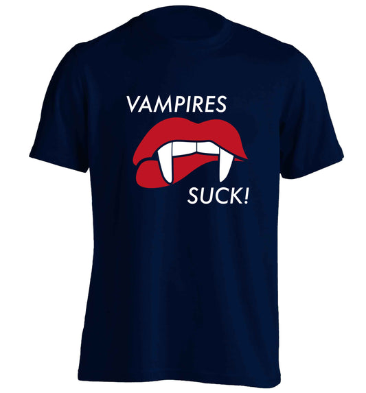 Vampires suck adults unisex navy Tshirt 2XL