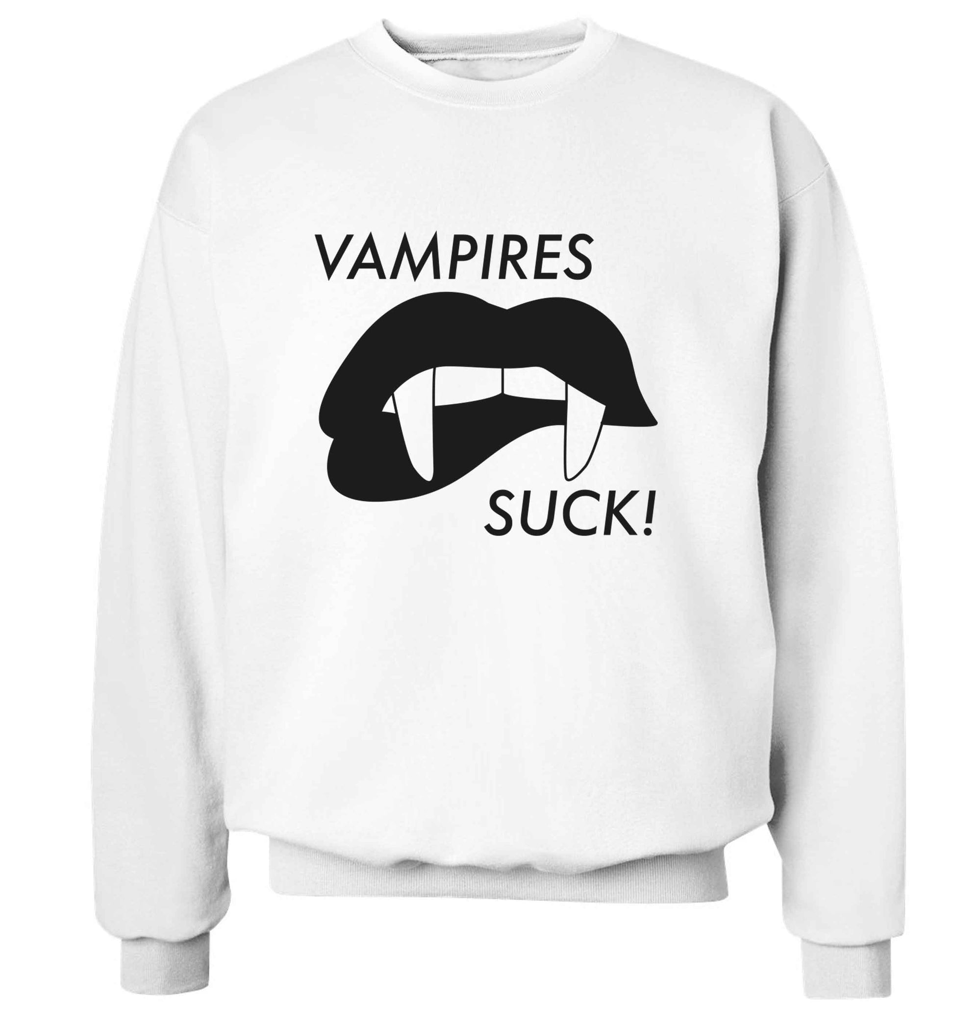 Vampires suck adult's unisex white sweater 2XL