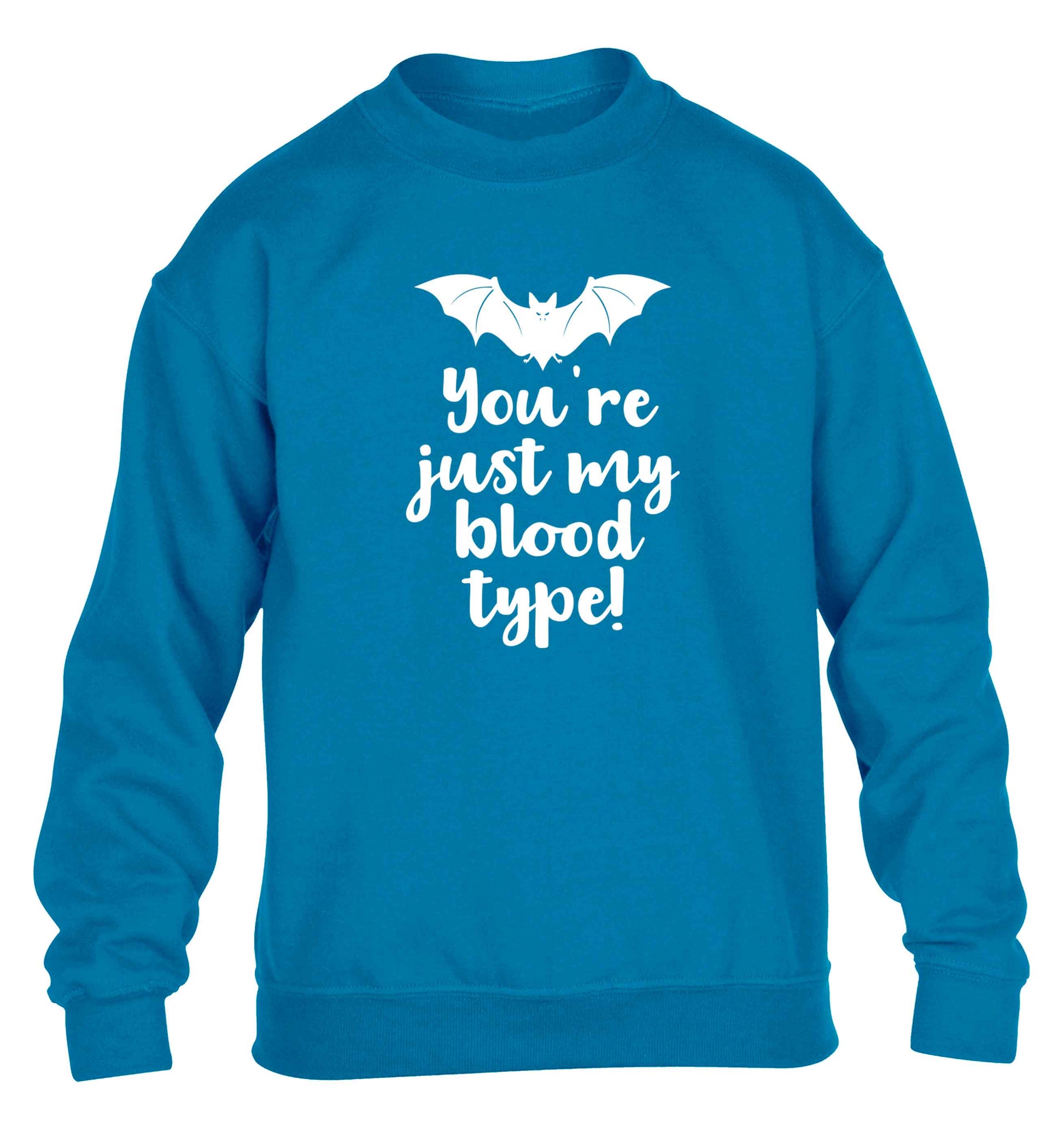 You're just my blood type children's blue sweater 12-13 Years