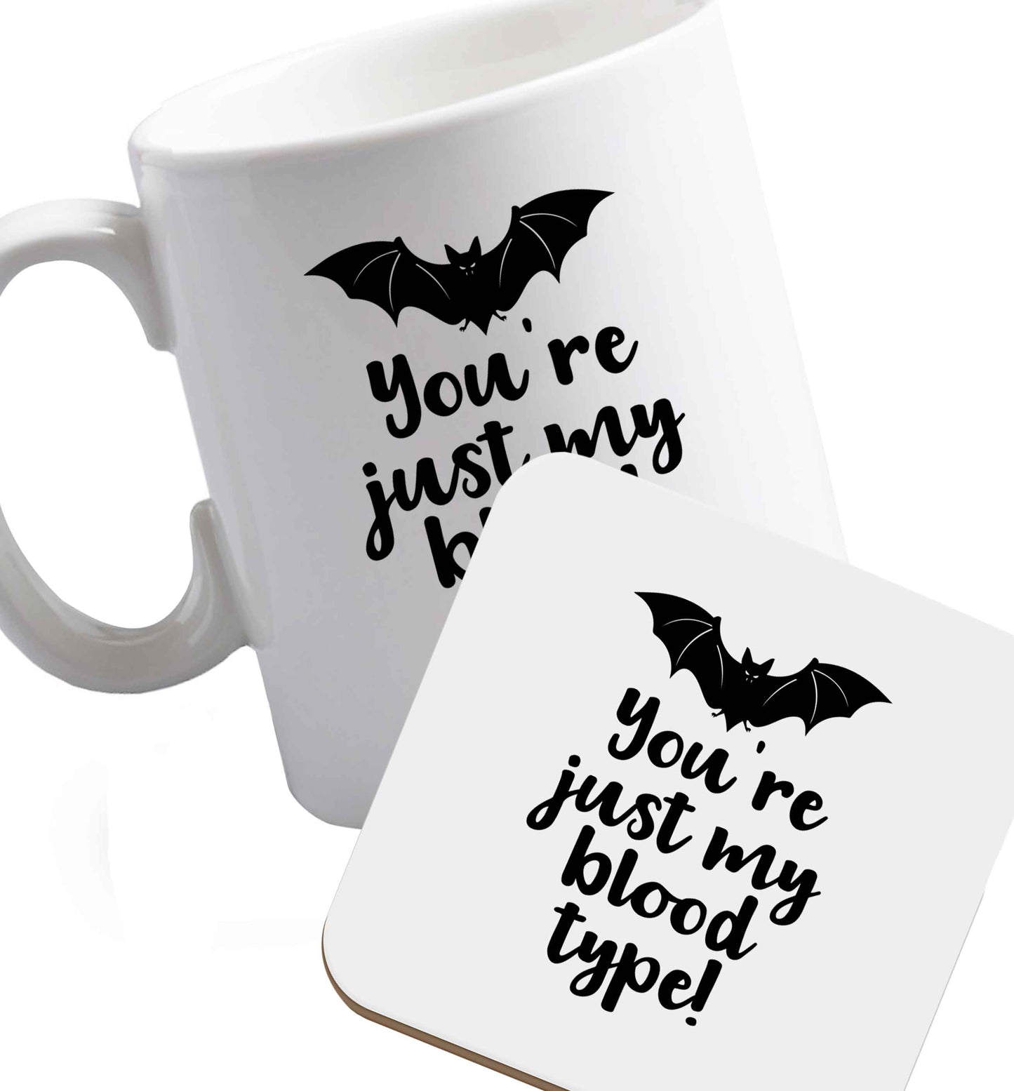 10 oz Favourite Type Pan Pancake ceramic mug and coaster set right handed