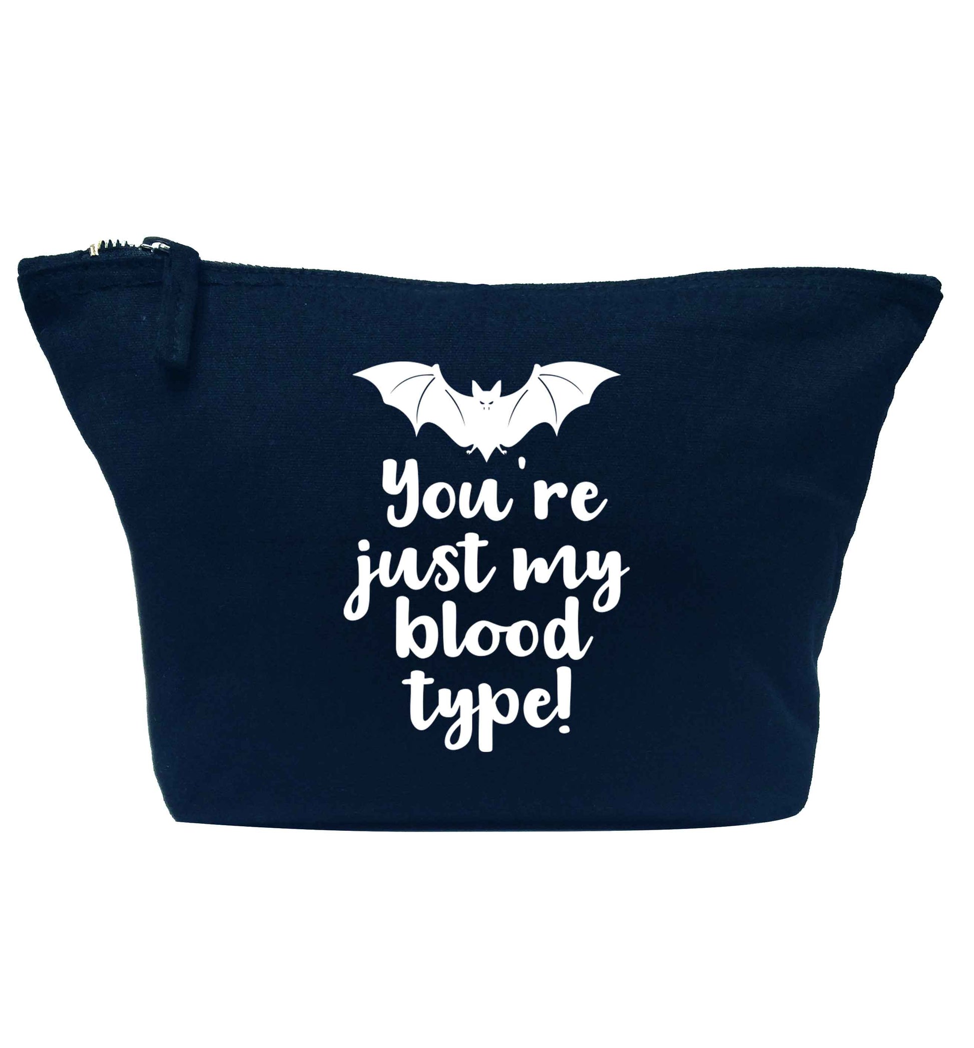 You're just my blood type navy makeup bag