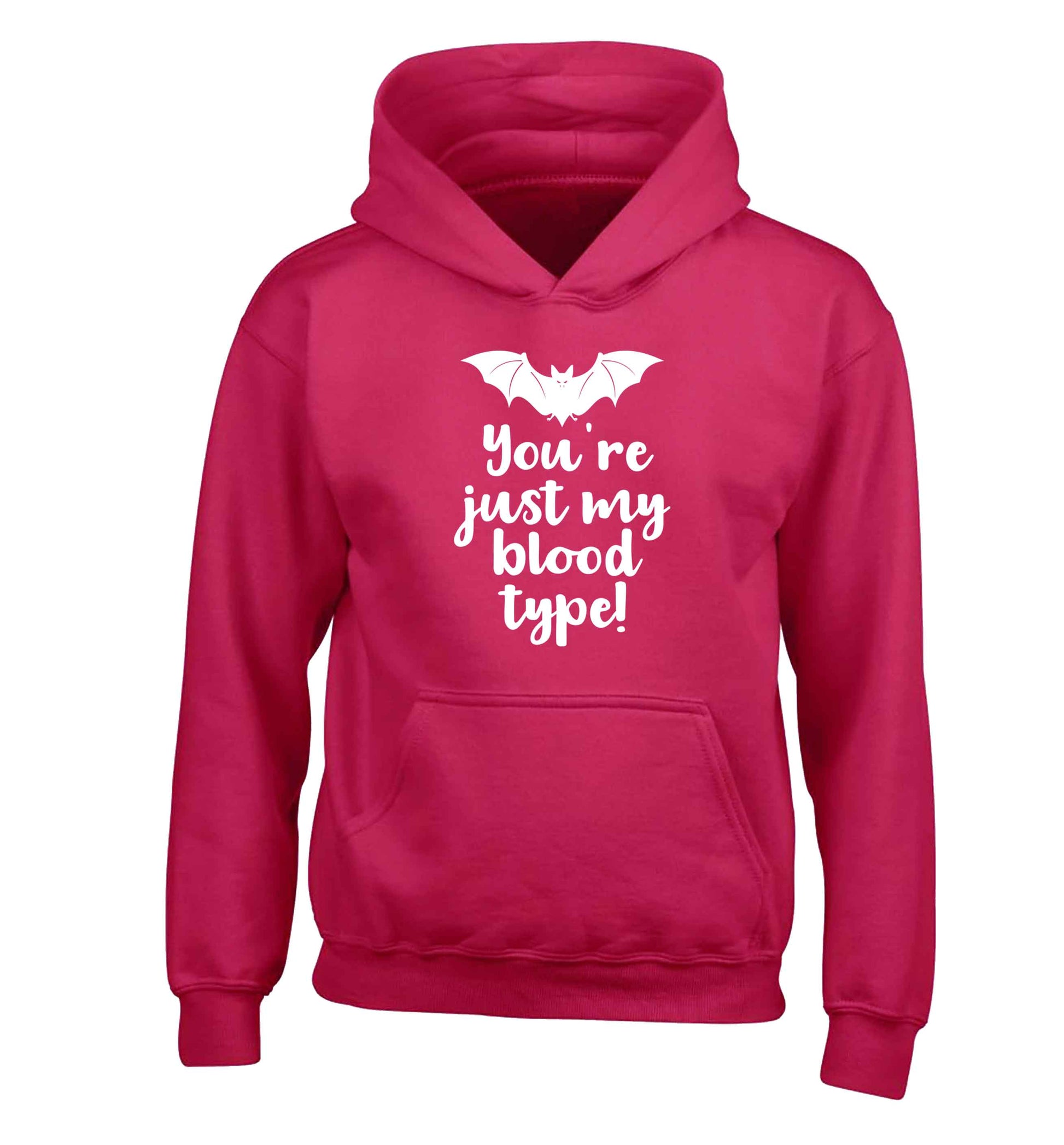 You're just my blood type children's pink hoodie 12-13 Years
