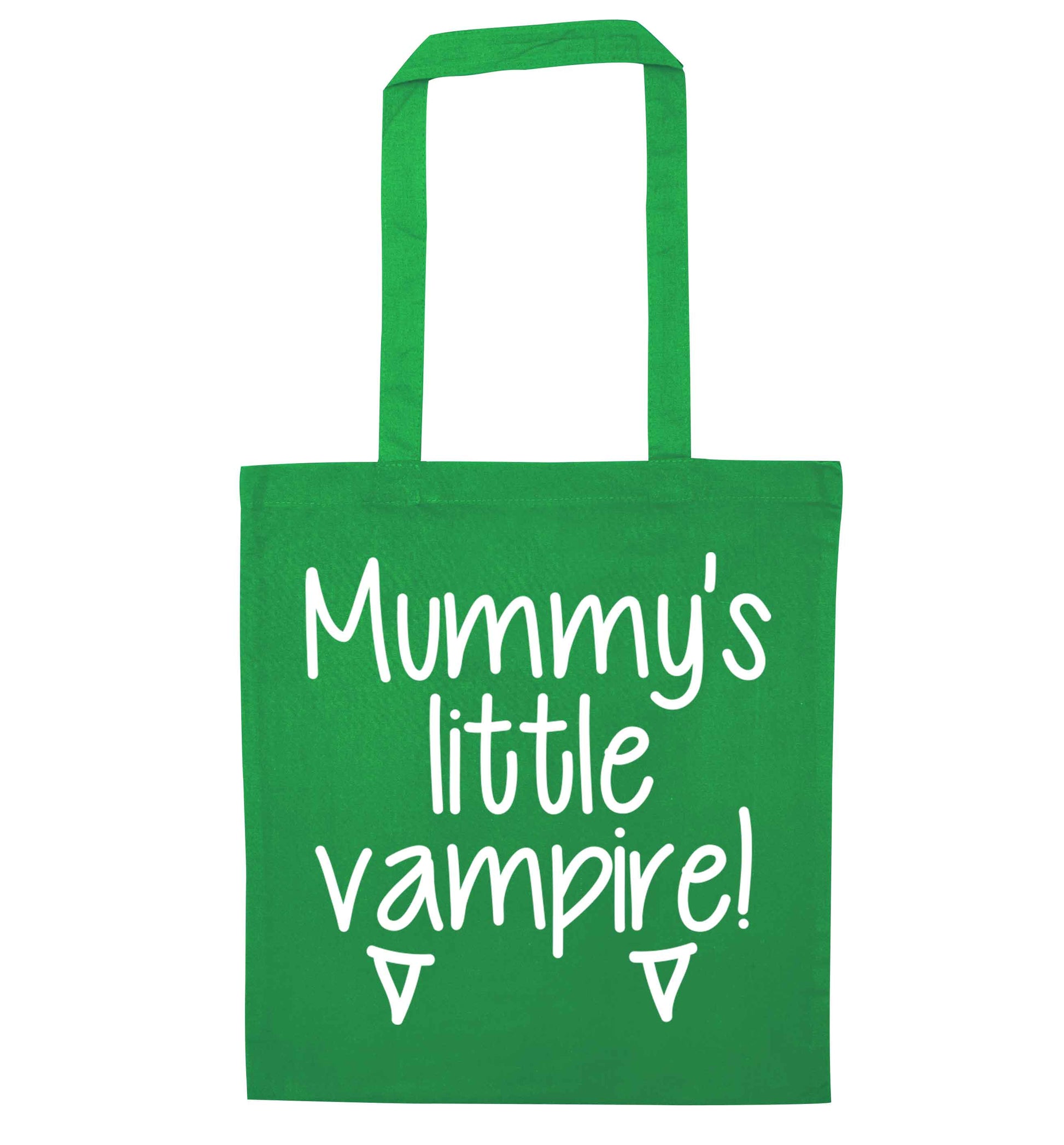 Mummy's little vampire green tote bag