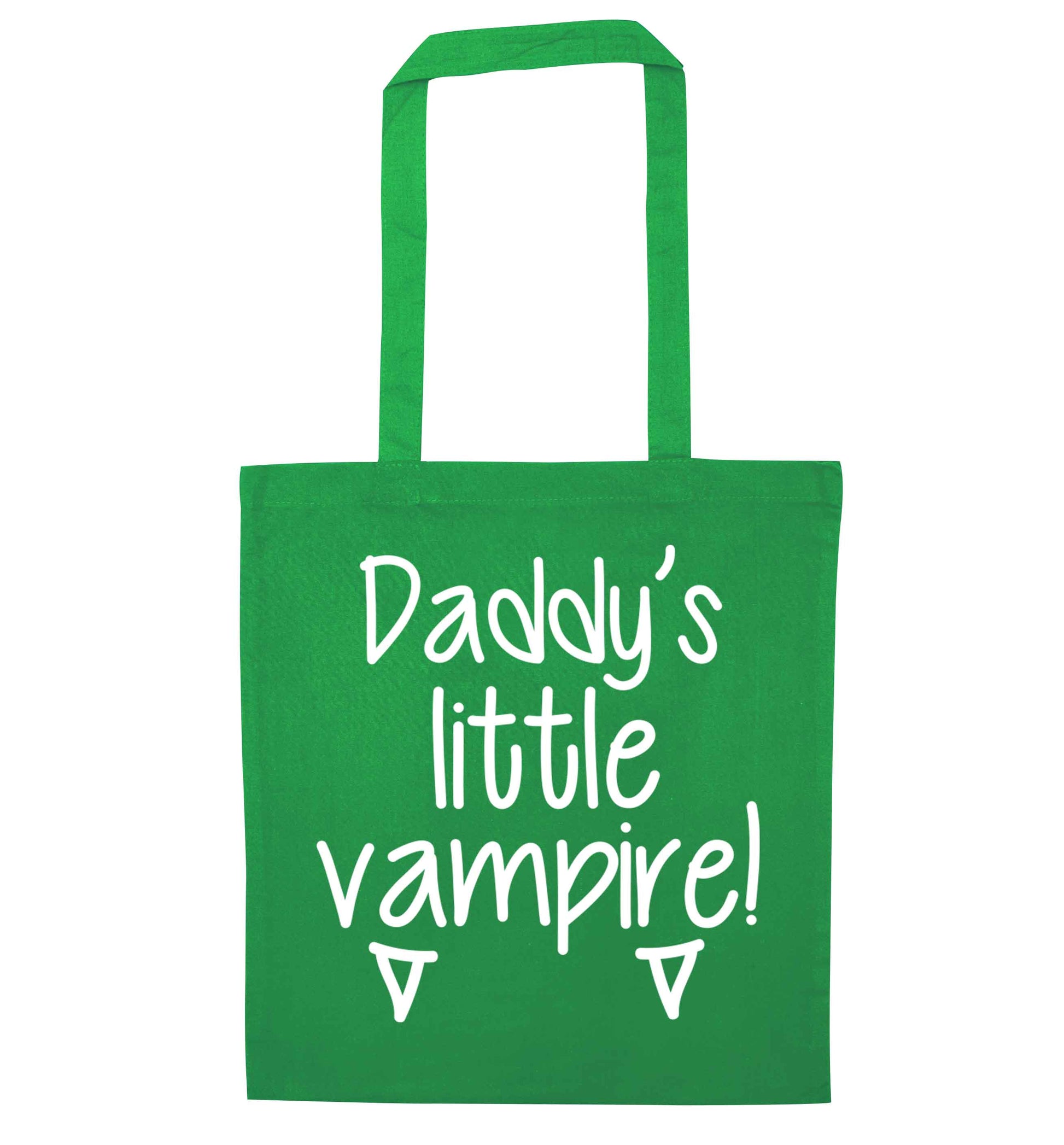 Daddy's little vampire green tote bag