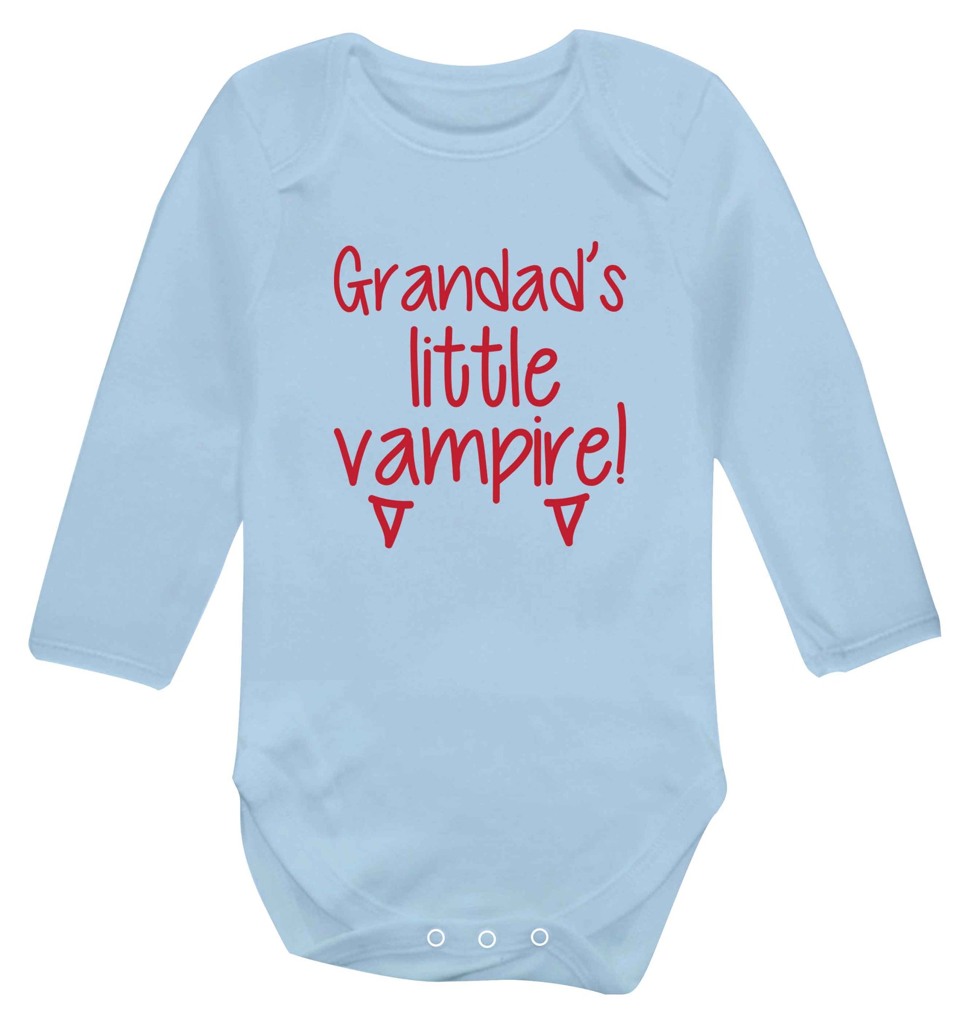 Grandad's little vampire baby vest long sleeved pale blue 6-12 months