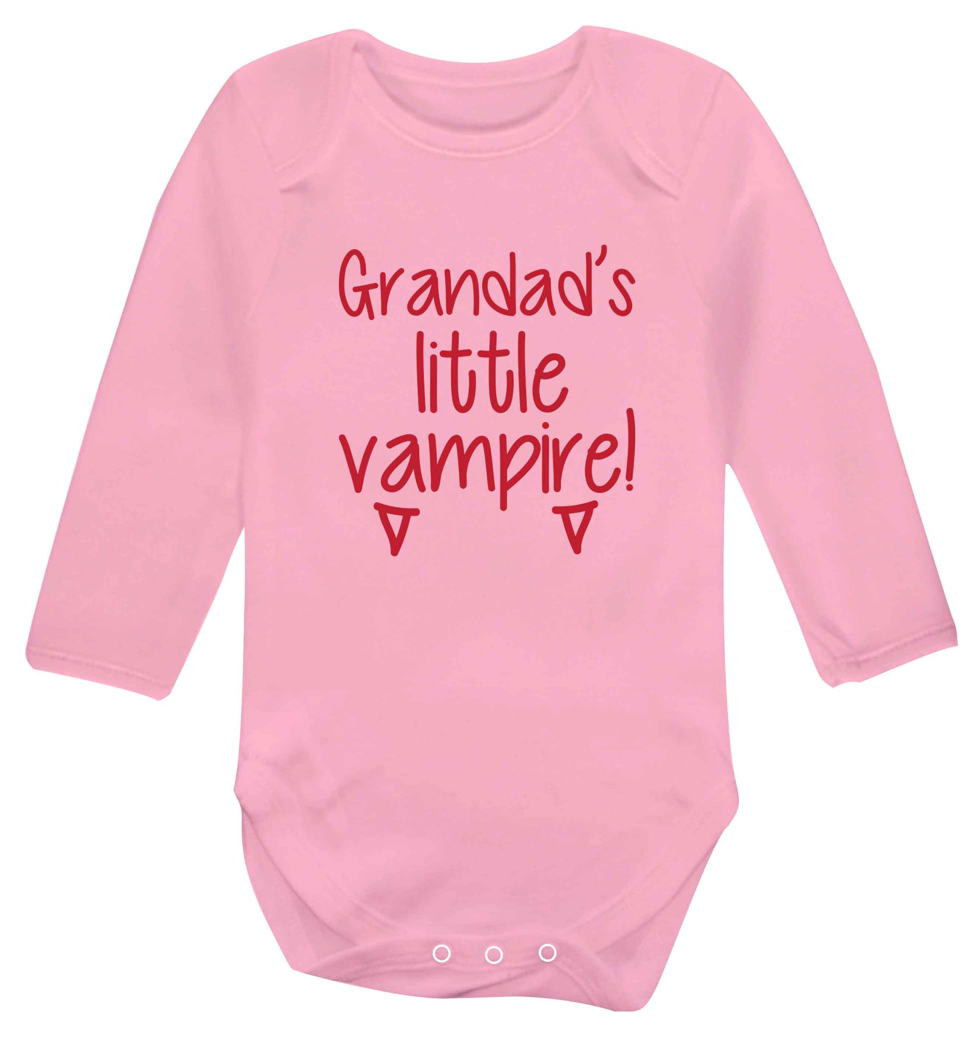 Grandad's little vampire baby vest long sleeved pale pink 6-12 months
