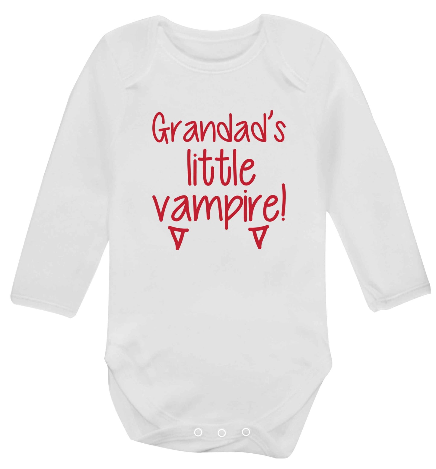 Grandad's little vampire baby vest long sleeved white 6-12 months