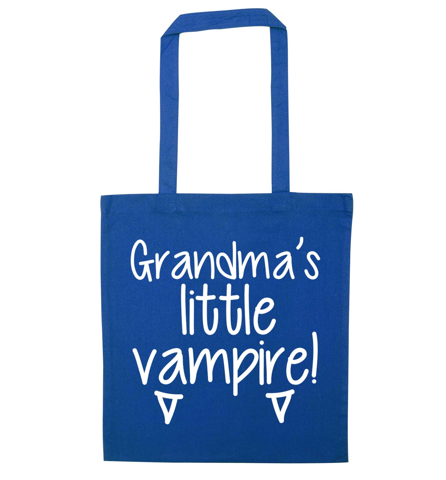 Grandma's little vampire blue tote bag