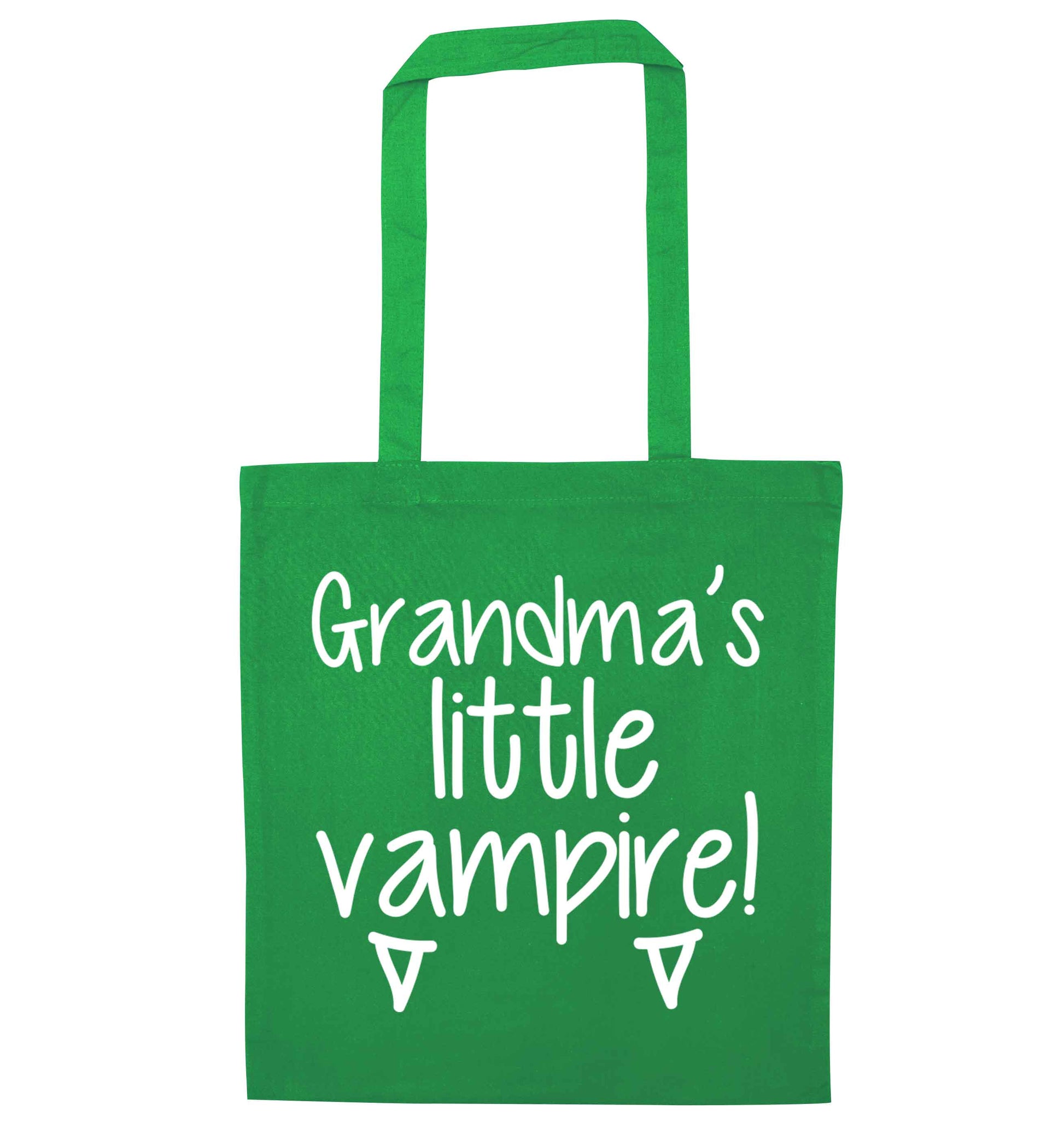 Grandma's little vampire green tote bag