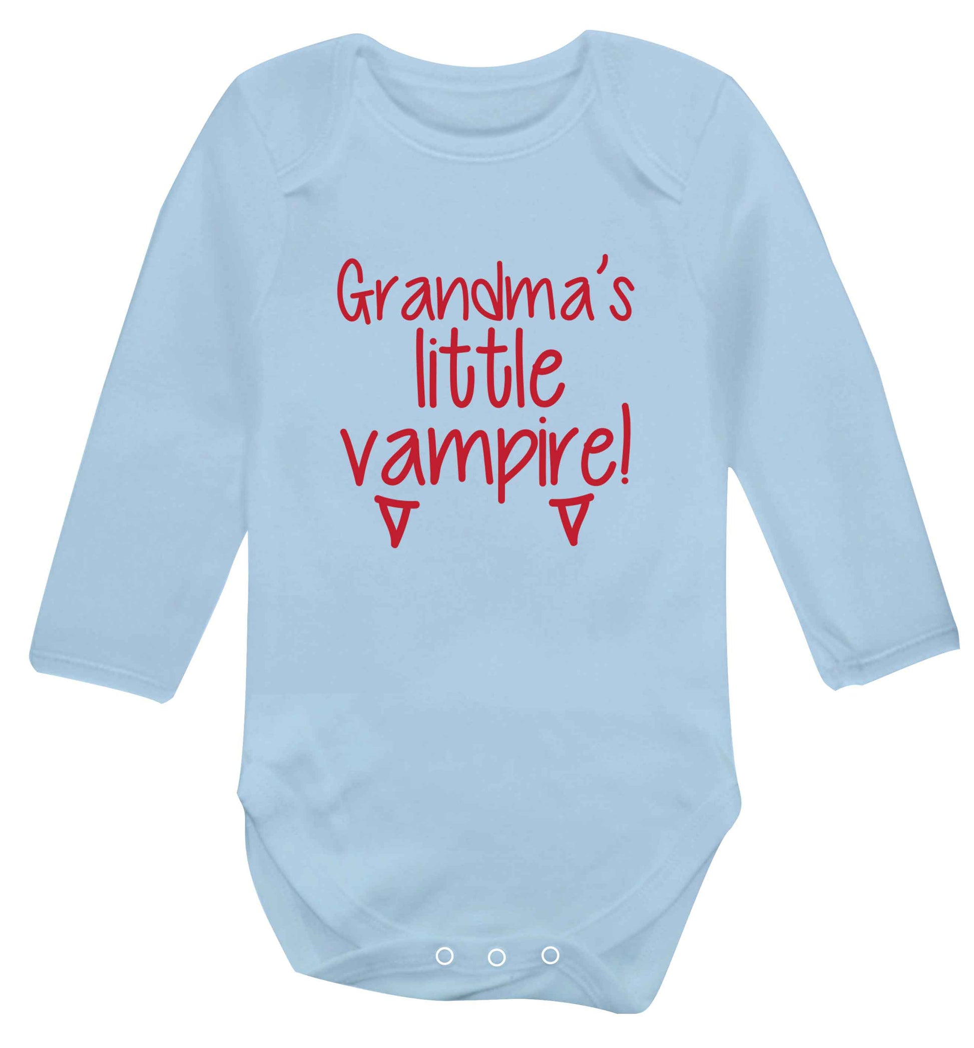 Grandma's little vampire baby vest long sleeved pale blue 6-12 months