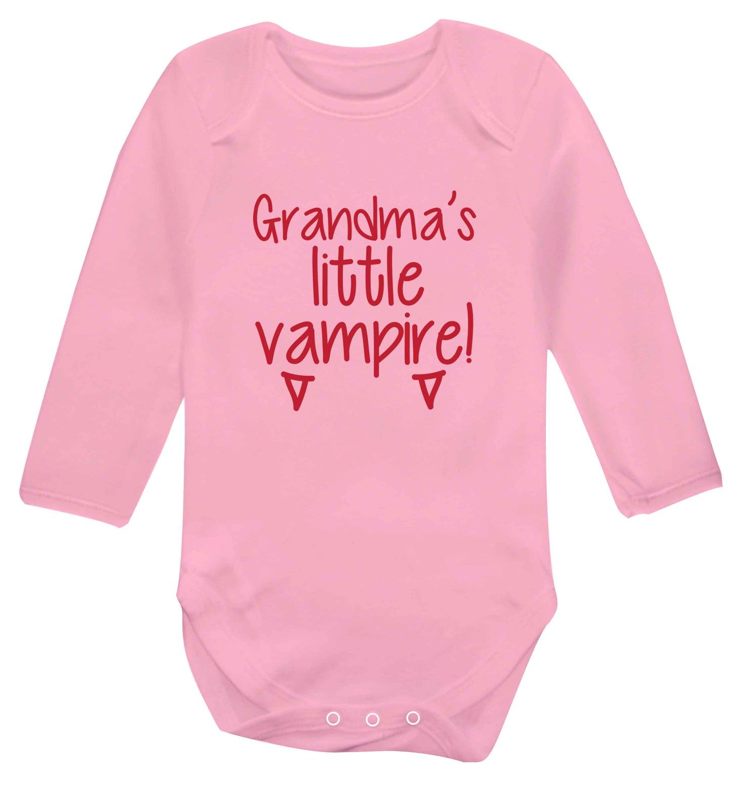 Grandma's little vampire baby vest long sleeved pale pink 6-12 months