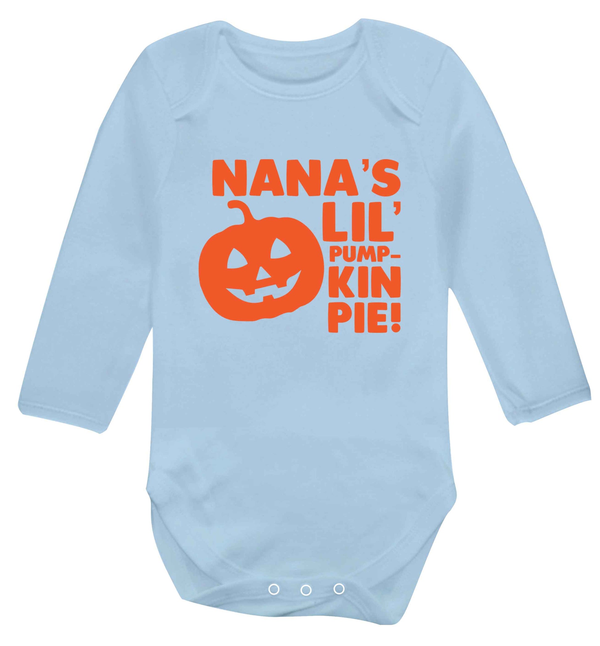 Nana's lil' pumpkin pie baby vest long sleeved pale blue 6-12 months