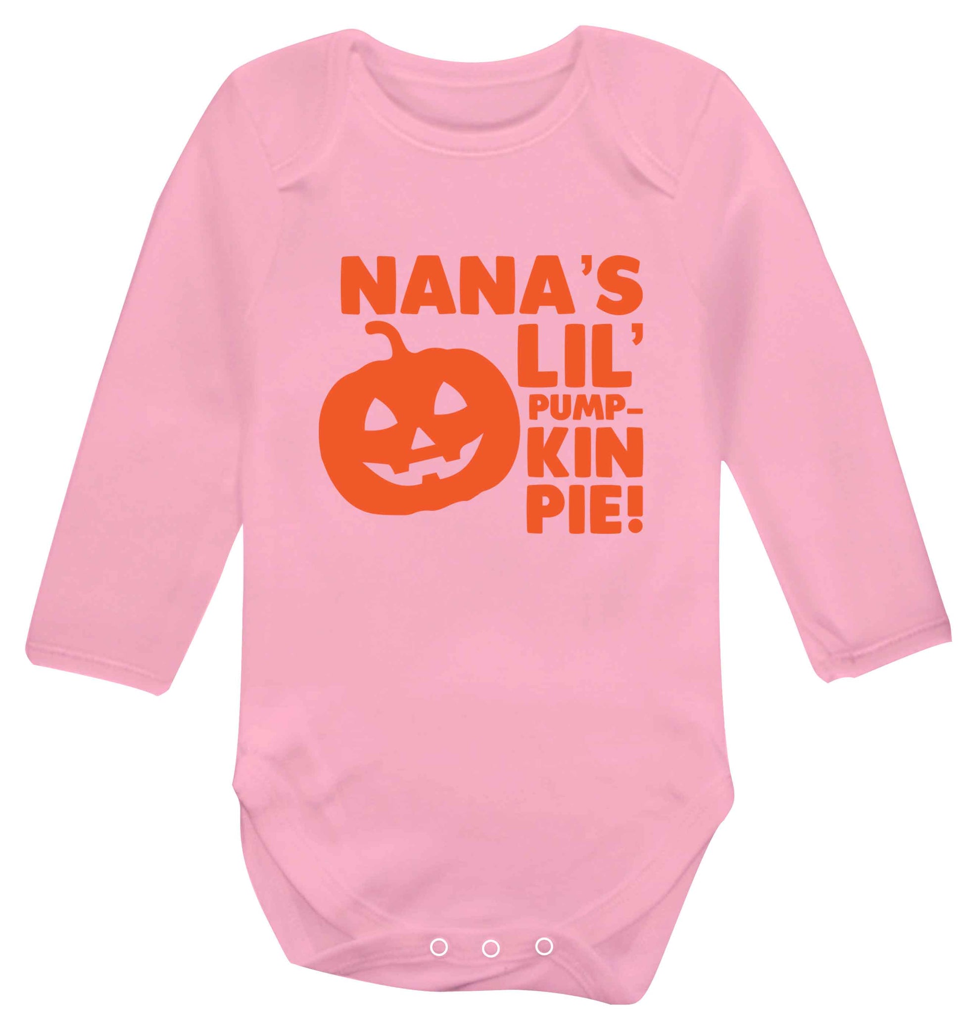 Nana's lil' pumpkin pie baby vest long sleeved pale pink 6-12 months