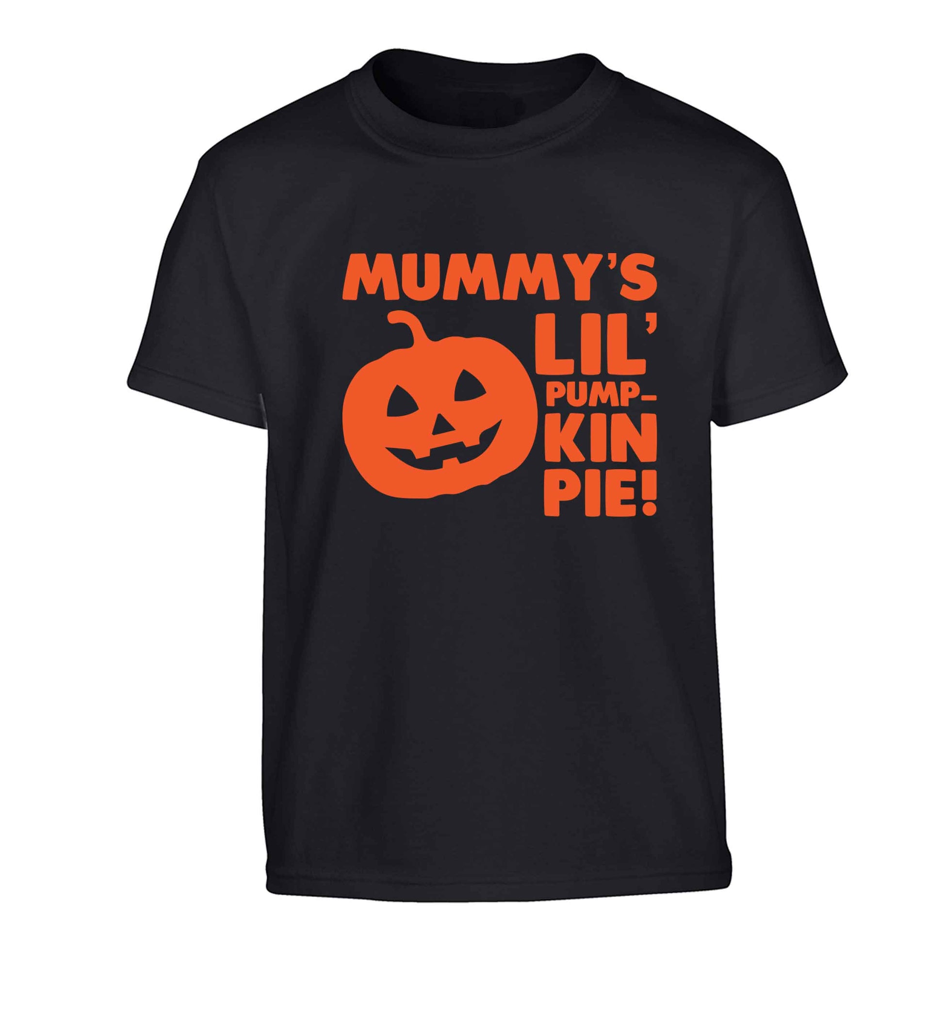Mummy's lil' pumpkin pie Children's black Tshirt 12-13 Years