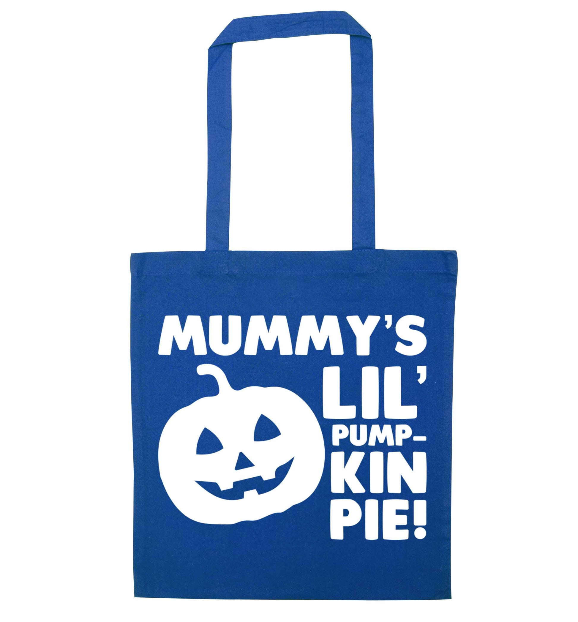 Mummy's lil' pumpkin pie blue tote bag