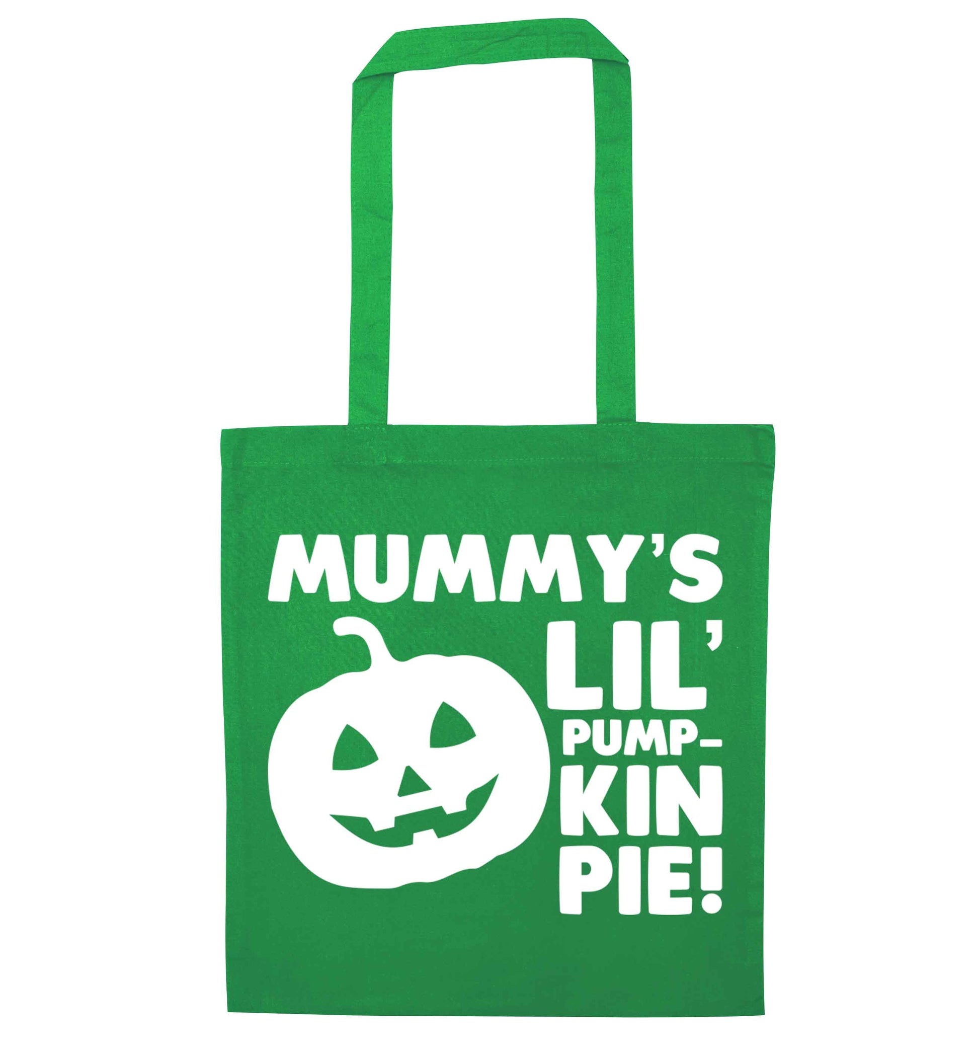 Mummy's lil' pumpkin pie green tote bag