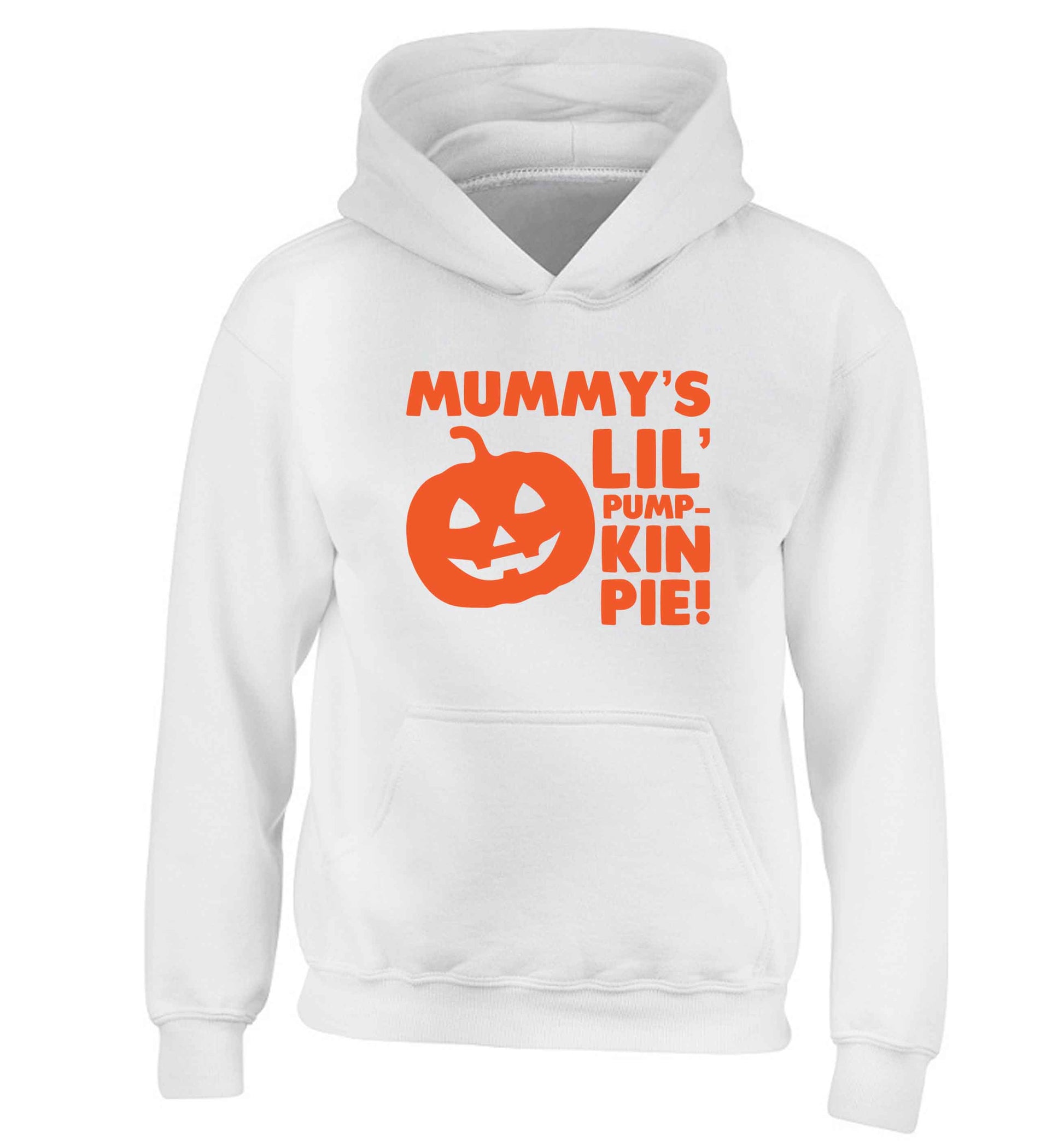 Mummy's lil' pumpkin pie children's white hoodie 12-13 Years