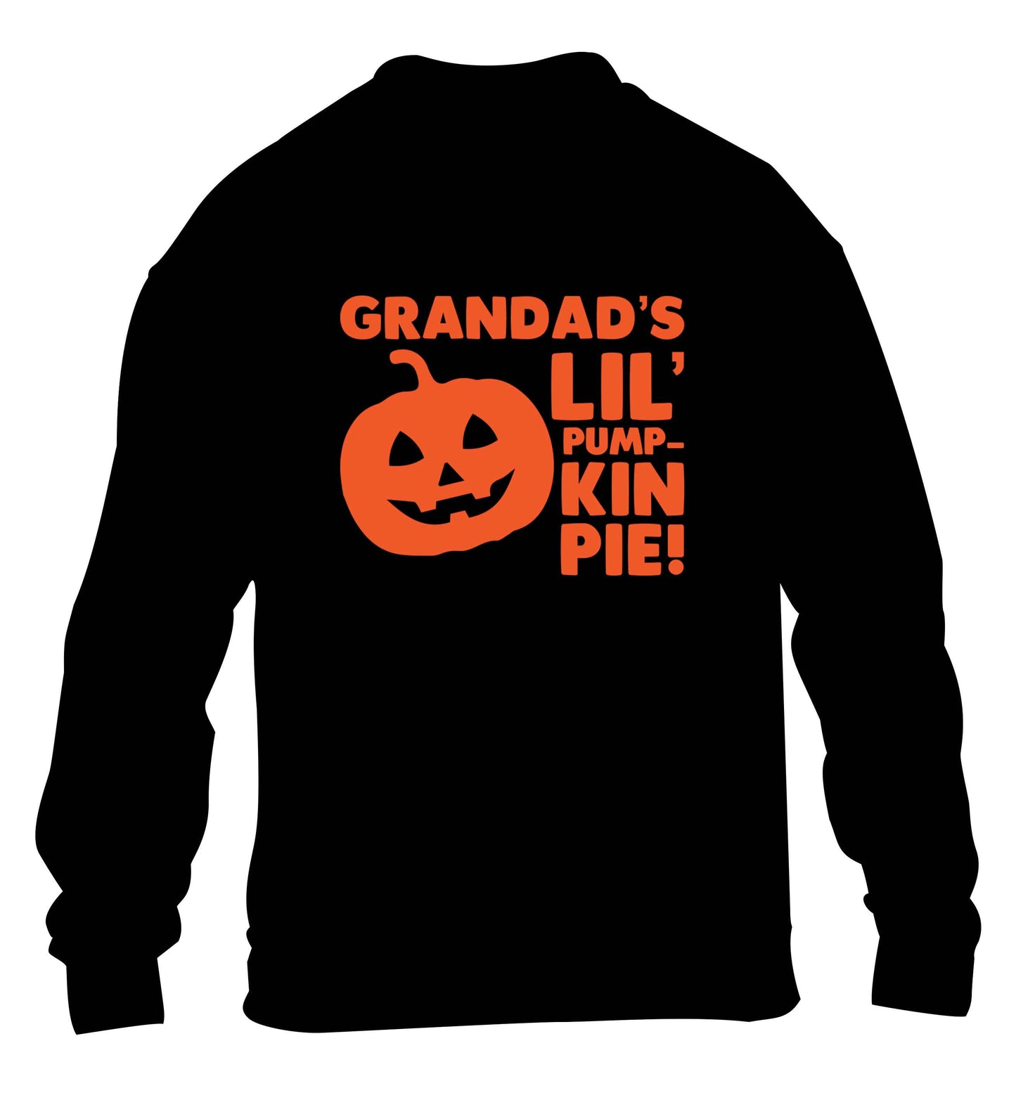 Grandad's lil' pumpkin pie children's black sweater 12-13 Years