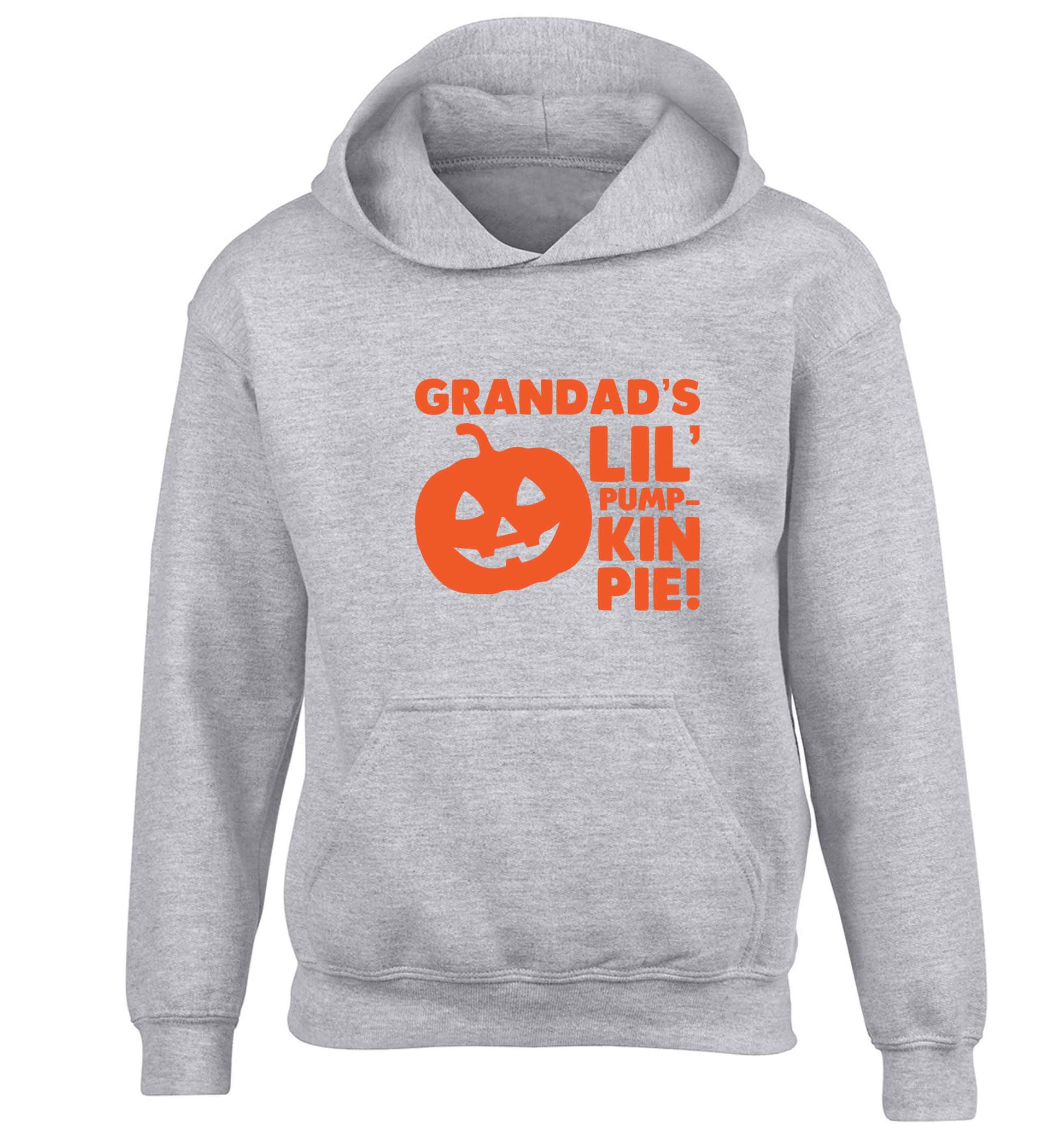 Grandad's lil' pumpkin pie children's grey hoodie 12-13 Years