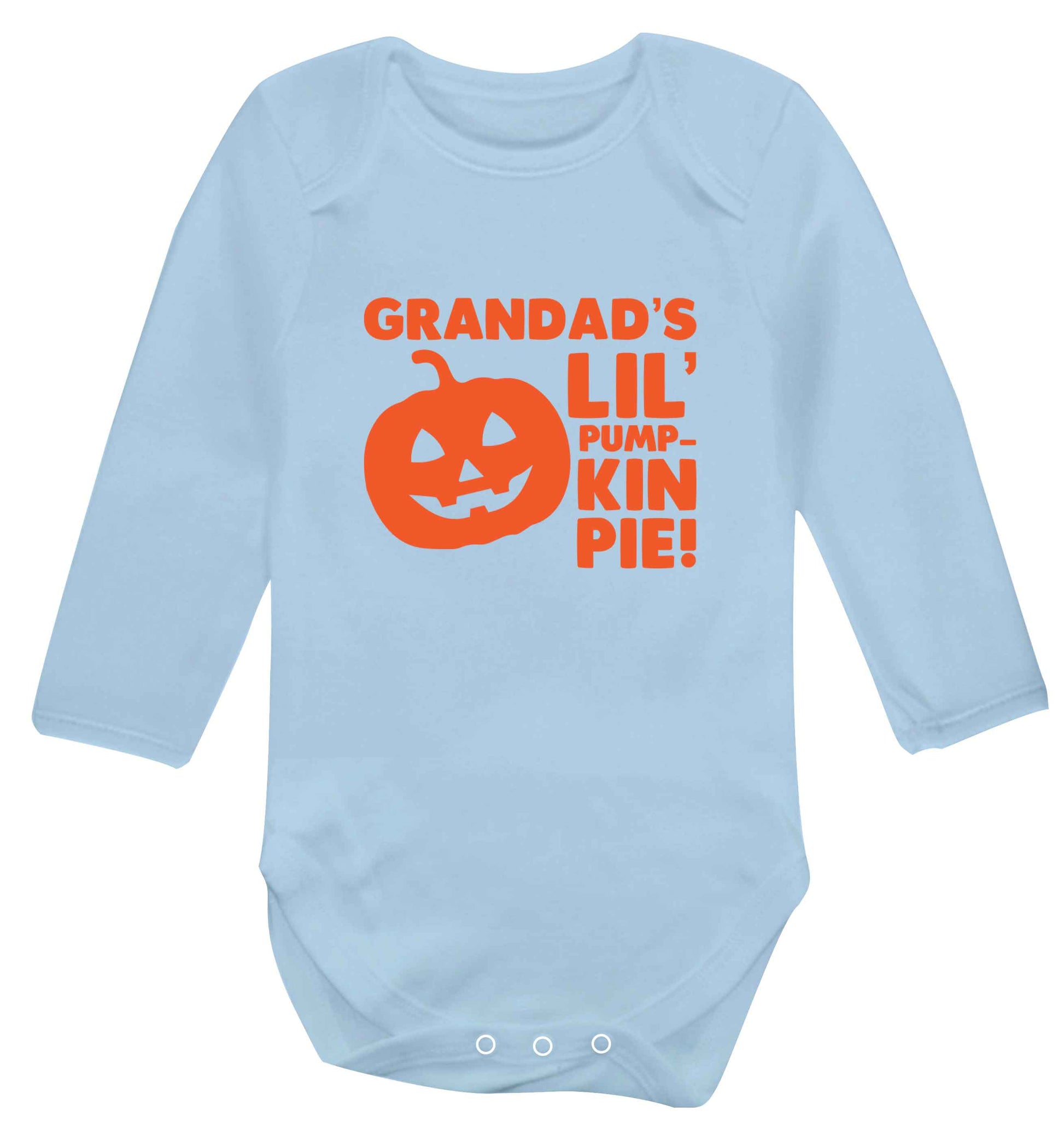 Grandad's lil' pumpkin pie baby vest long sleeved pale blue 6-12 months