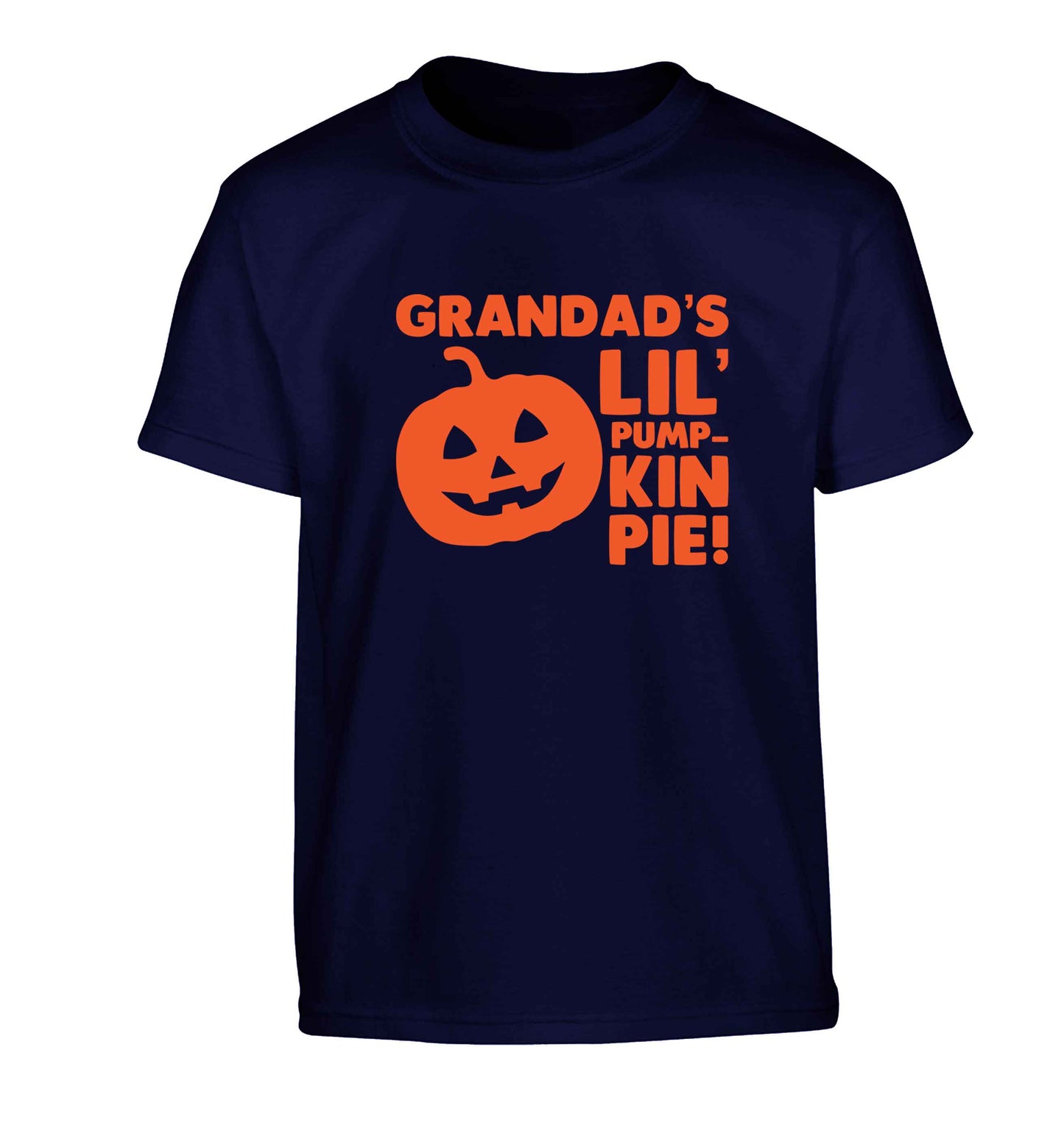 Grandad's lil' pumpkin pie Children's navy Tshirt 12-13 Years