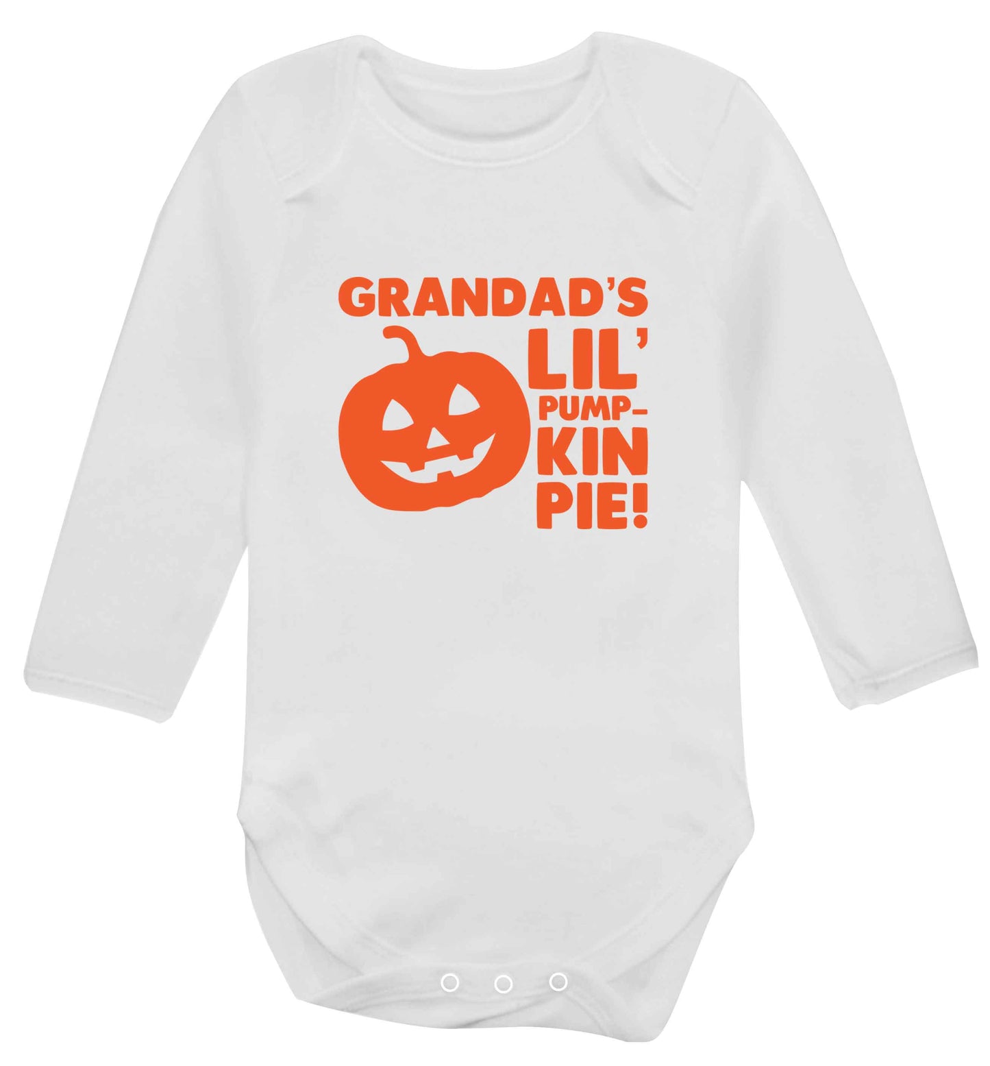 Grandad's lil' pumpkin pie baby vest long sleeved white 6-12 months