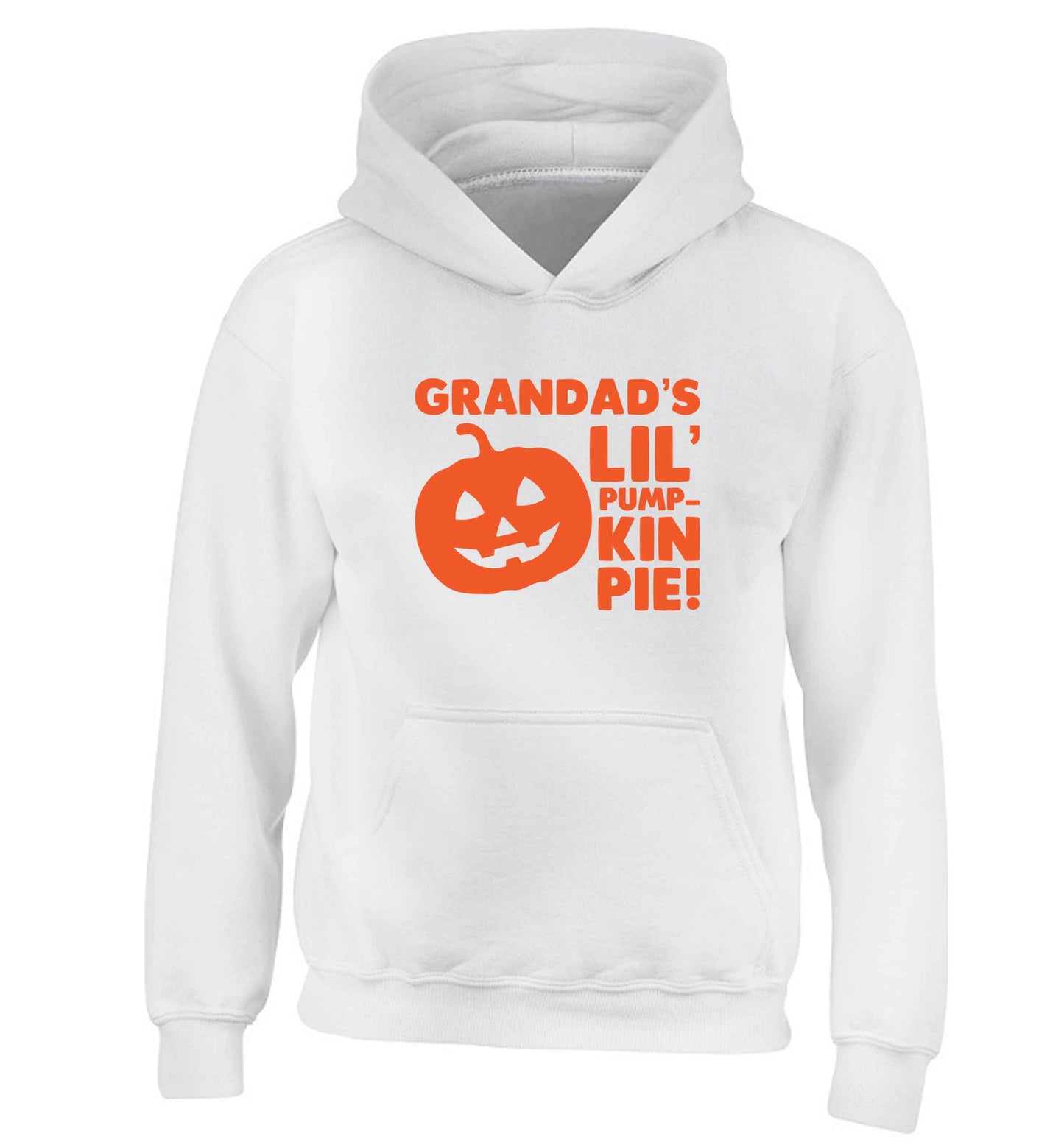 Grandad's lil' pumpkin pie children's white hoodie 12-13 Years