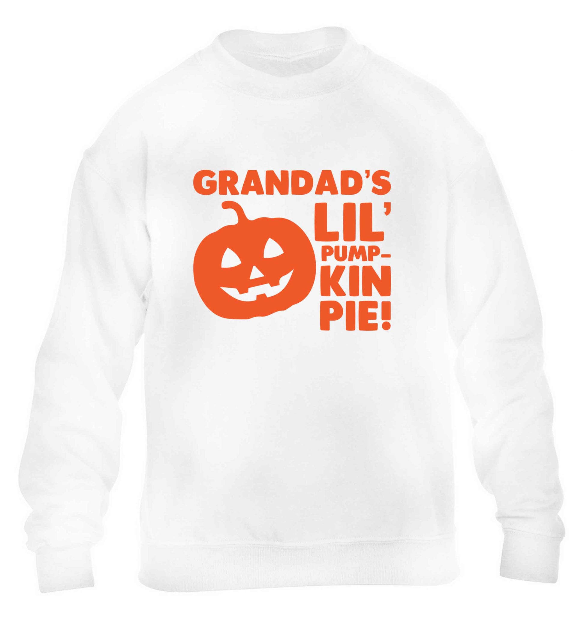 Grandad's lil' pumpkin pie children's white sweater 12-13 Years