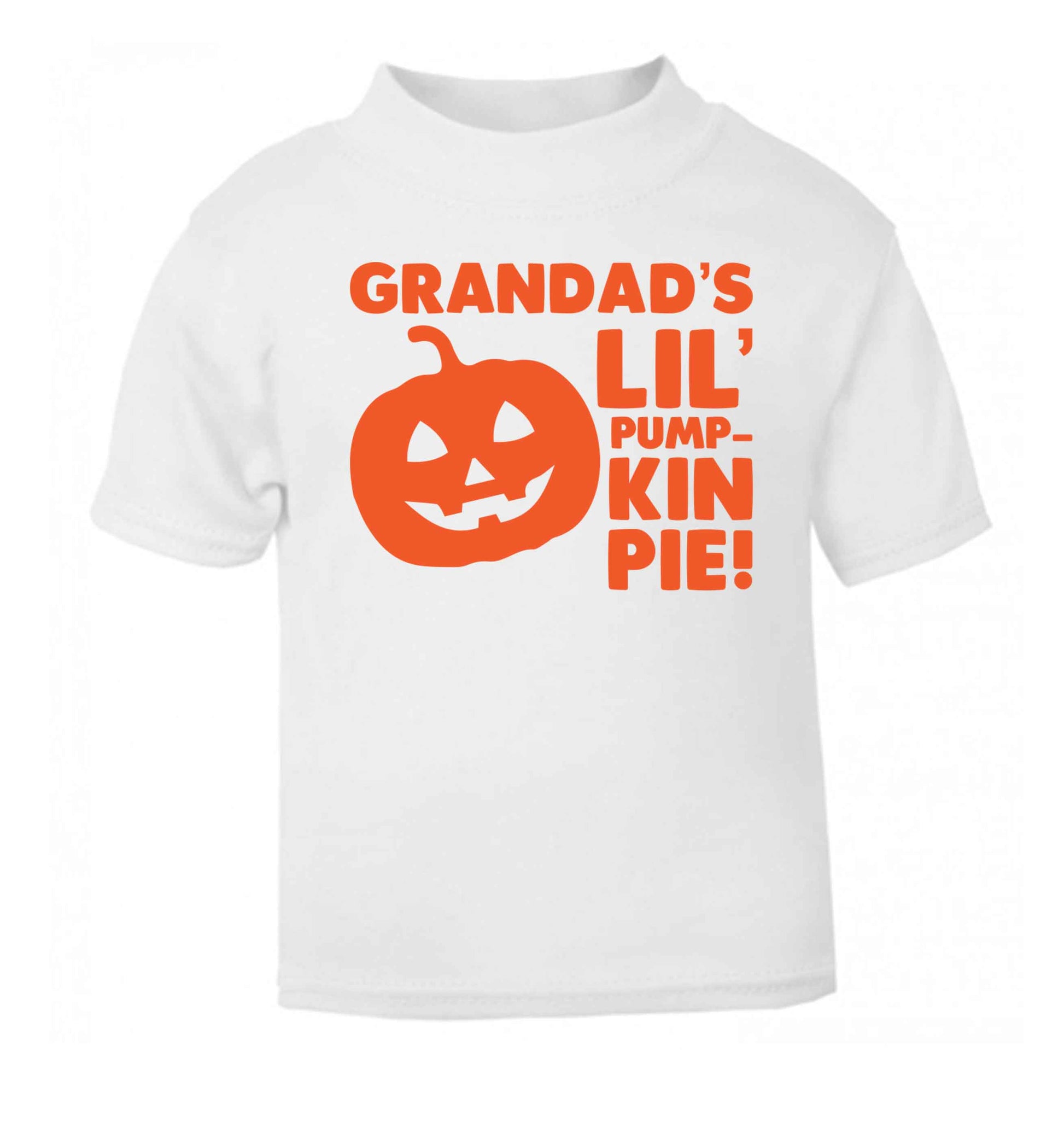 Grandad's lil' pumpkin pie white baby toddler Tshirt 2 Years