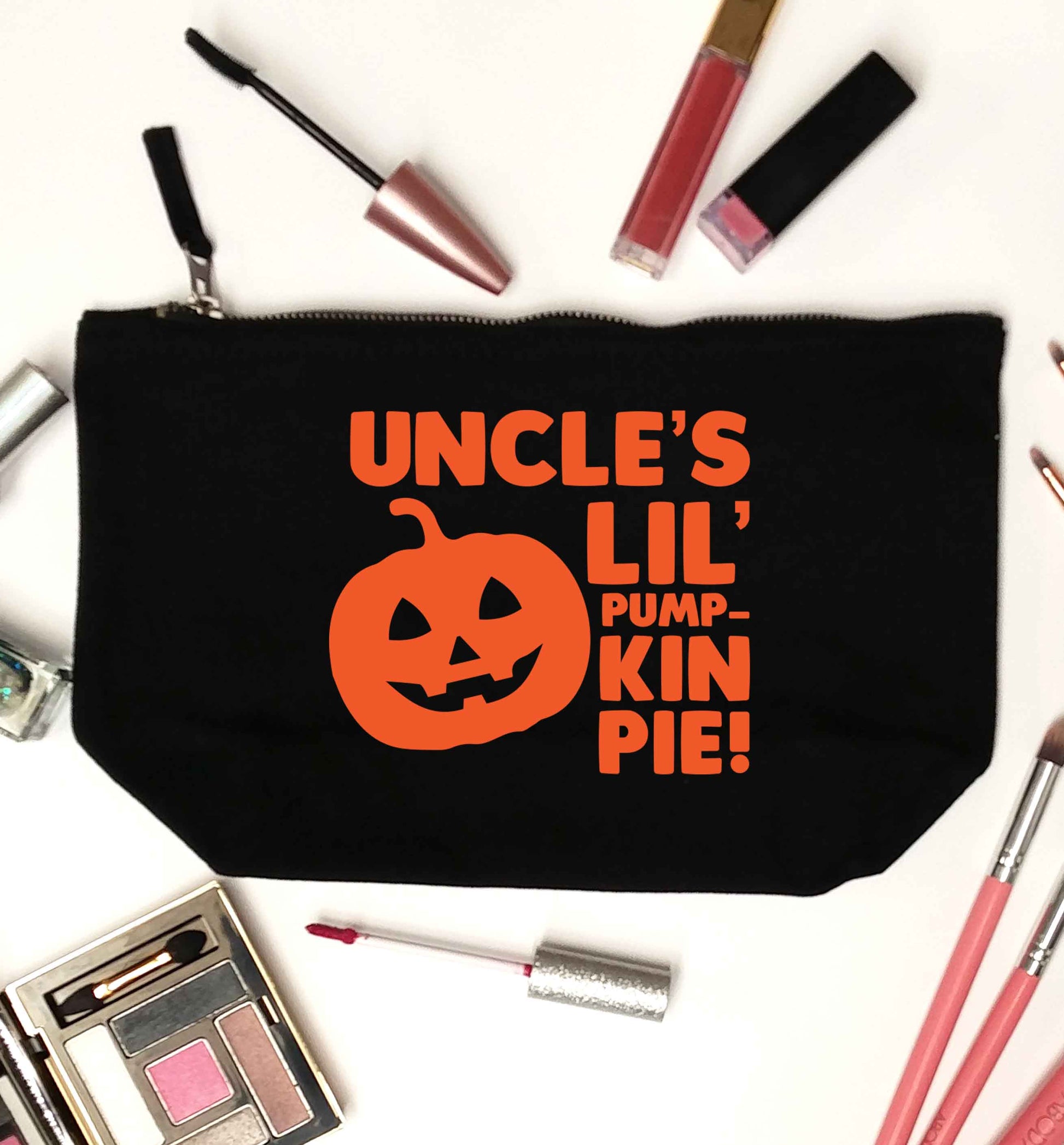 Uncle's lil' pumpkin pie black makeup bag
