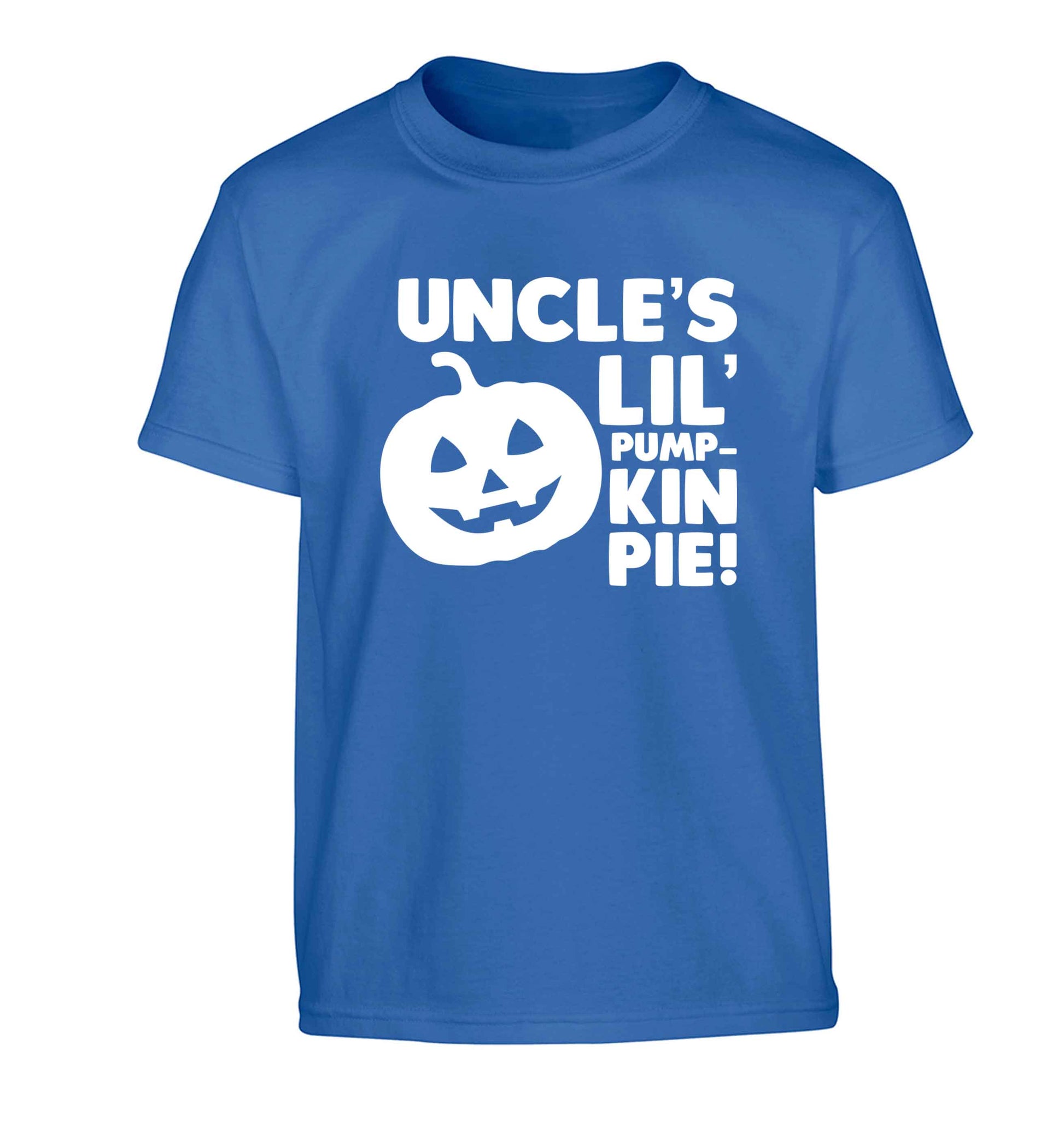 Uncle's lil' pumpkin pie Children's blue Tshirt 12-13 Years