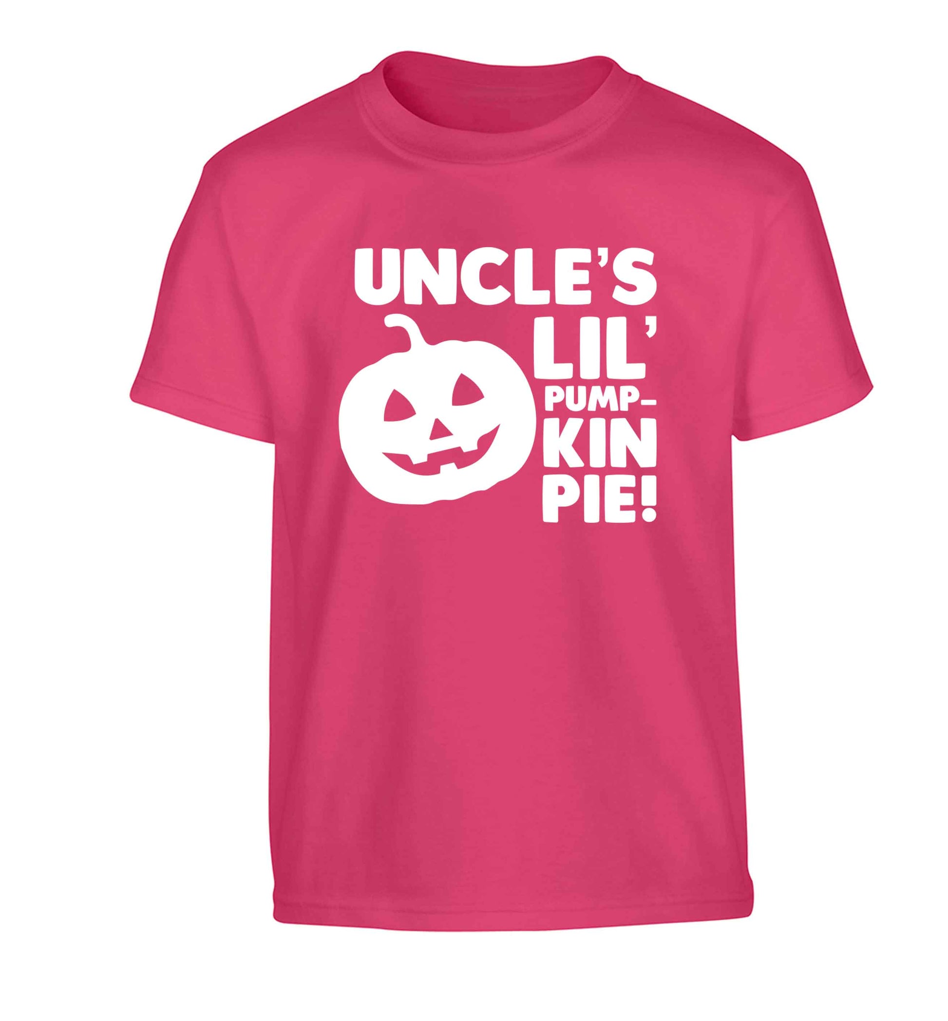 Uncle's lil' pumpkin pie Children's pink Tshirt 12-13 Years