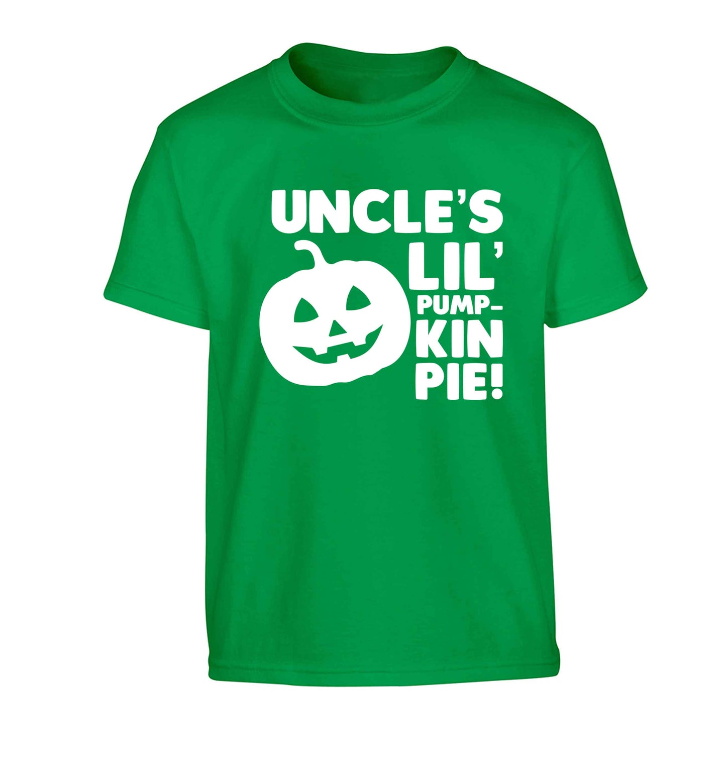 Uncle's lil' pumpkin pie Children's green Tshirt 12-13 Years