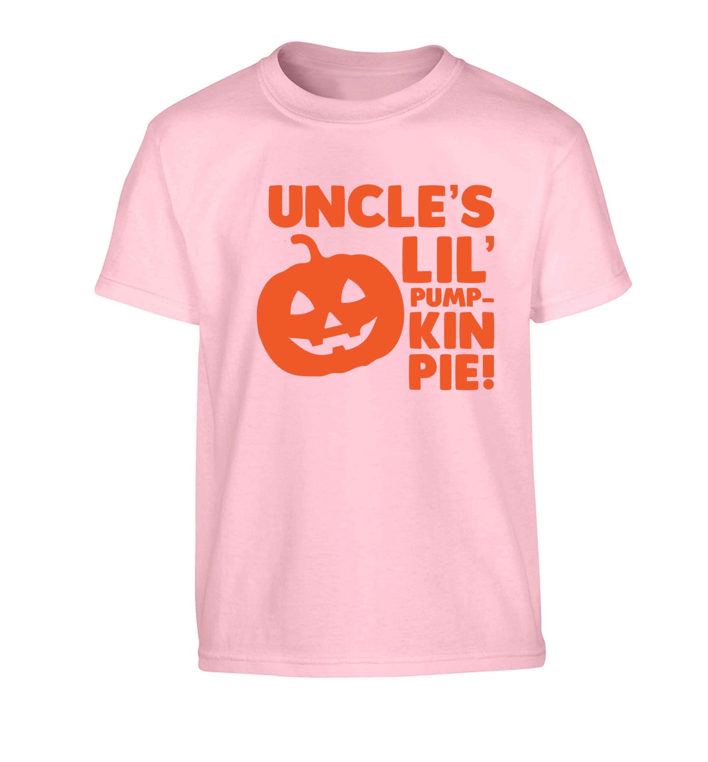 Uncle's lil' pumpkin pie Children's light pink Tshirt 12-13 Years