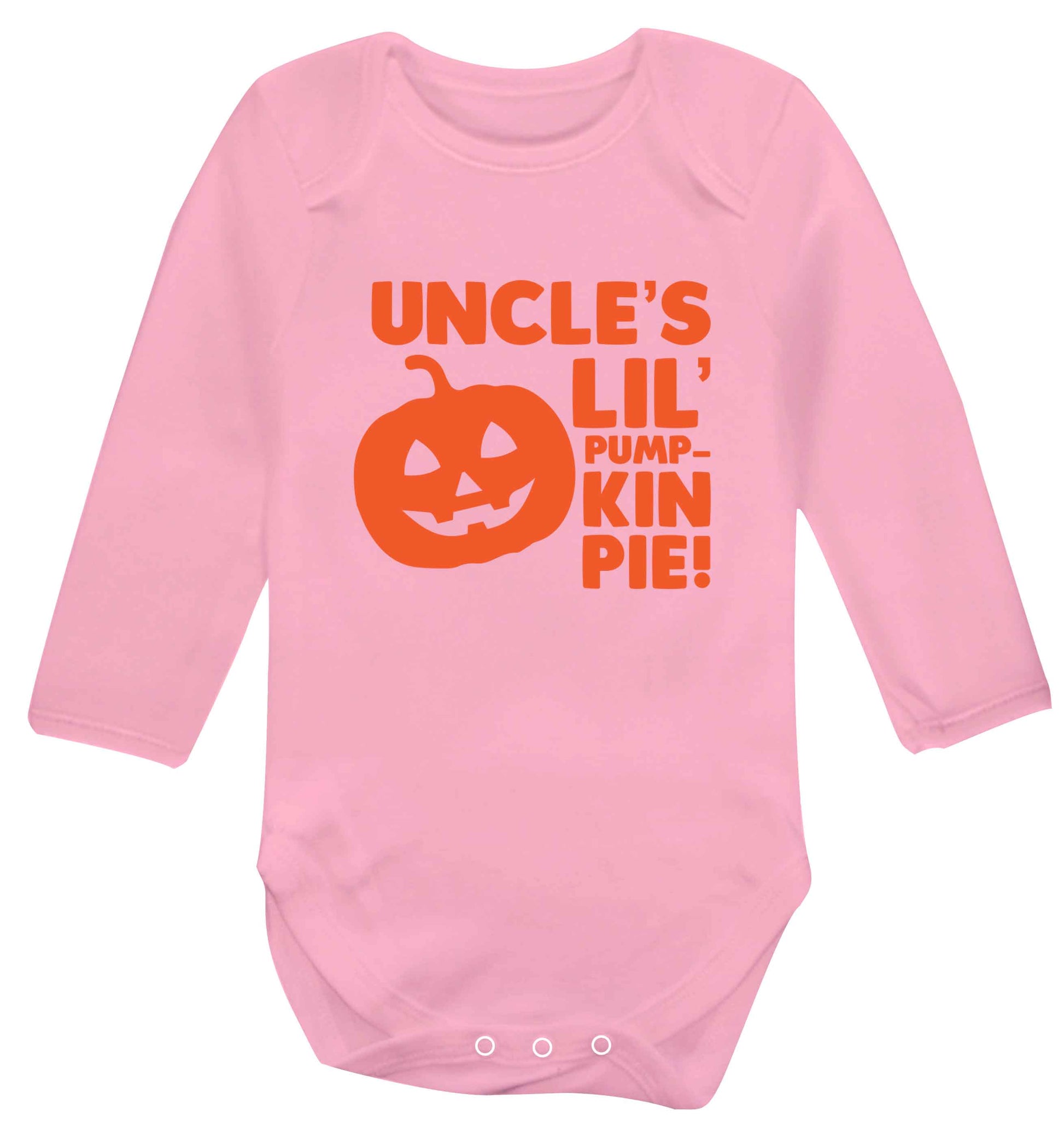 Uncle's lil' pumpkin pie baby vest long sleeved pale pink 6-12 months