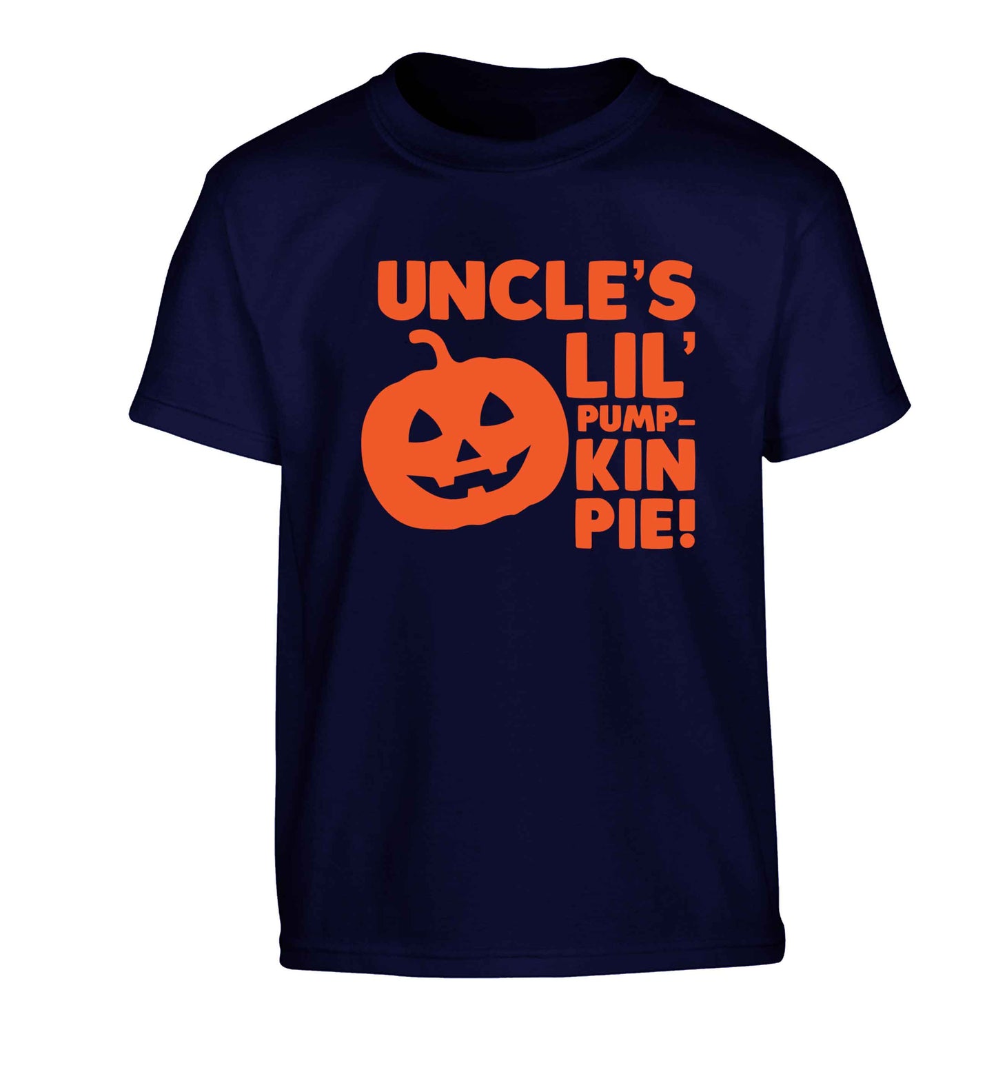 Uncle's lil' pumpkin pie Children's navy Tshirt 12-13 Years