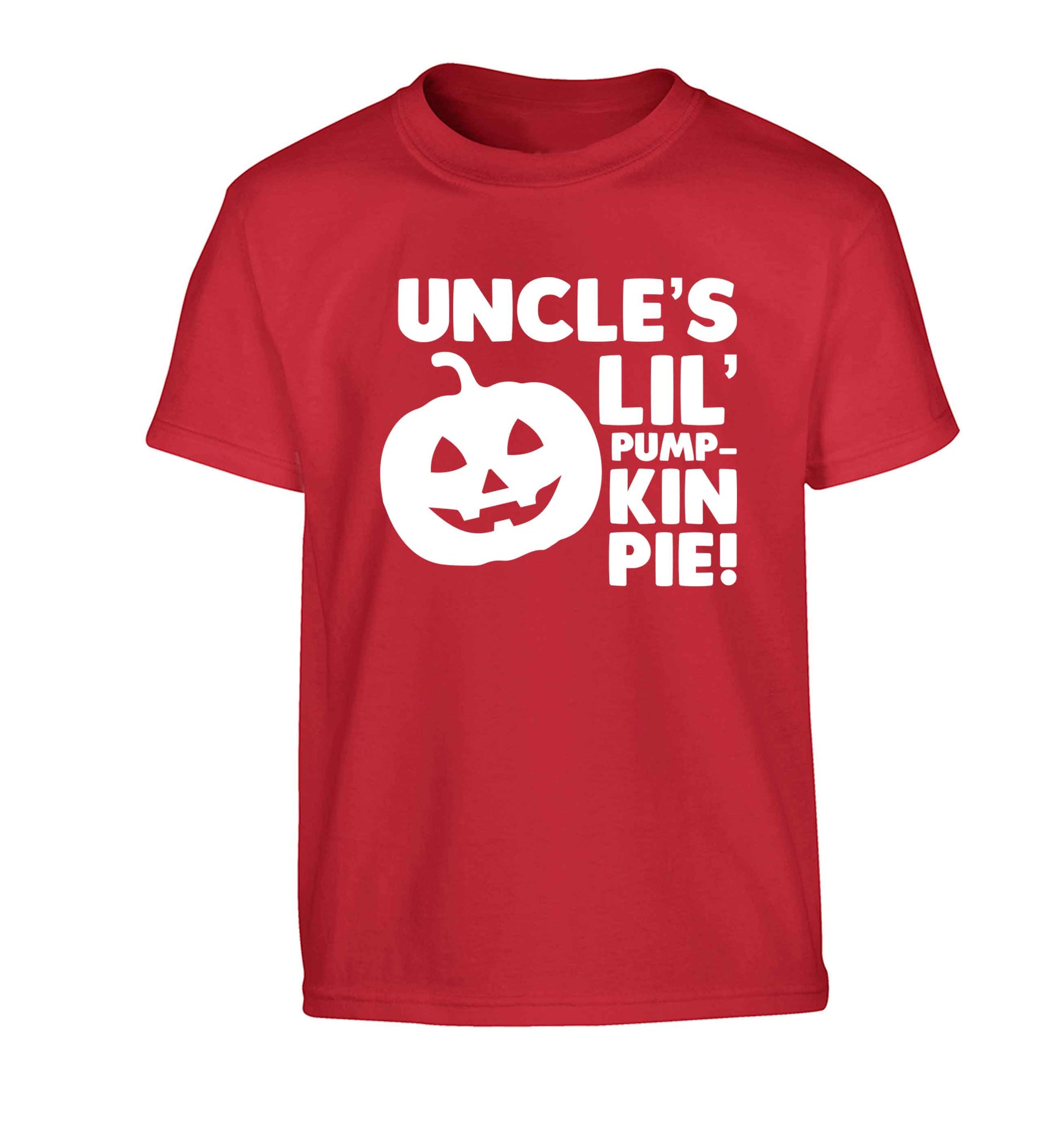 Uncle's lil' pumpkin pie Children's red Tshirt 12-13 Years
